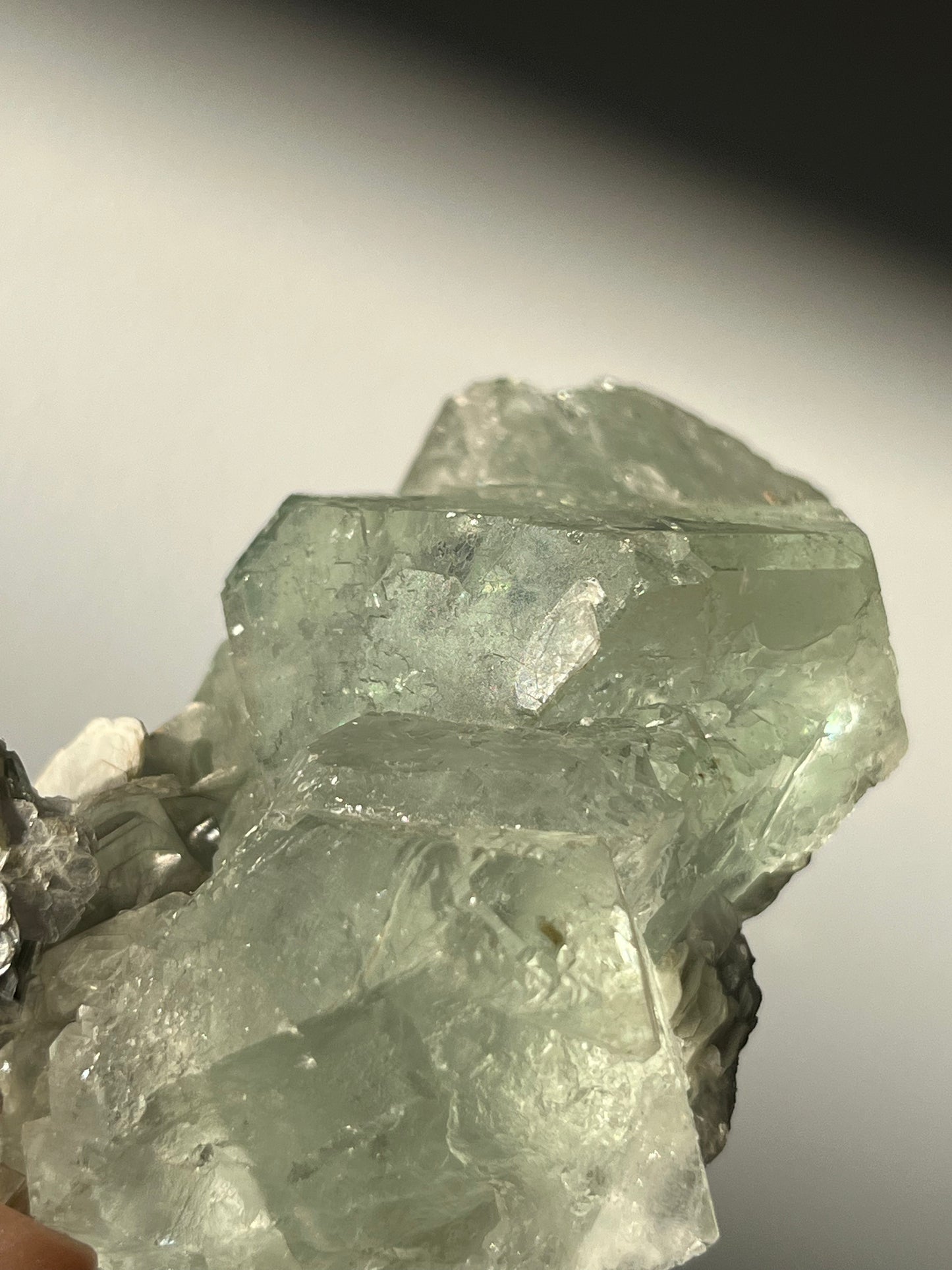 Green Fluorite with Silver Muscovite and Albite Specimen