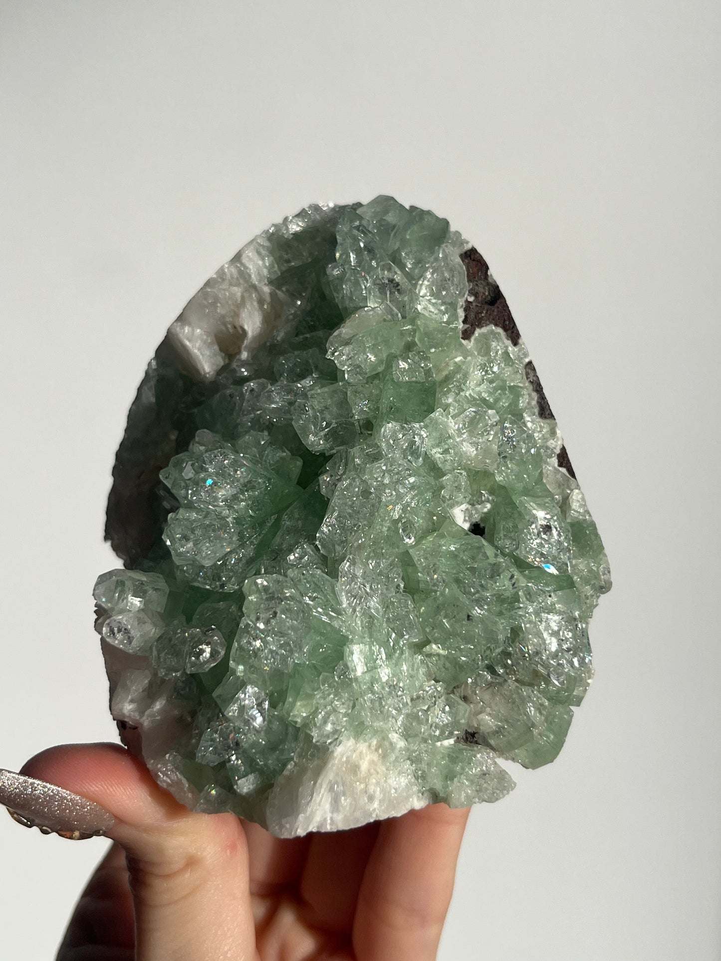 Pointed Green Apophyllite with Scolecite and Stilbite Specimen B