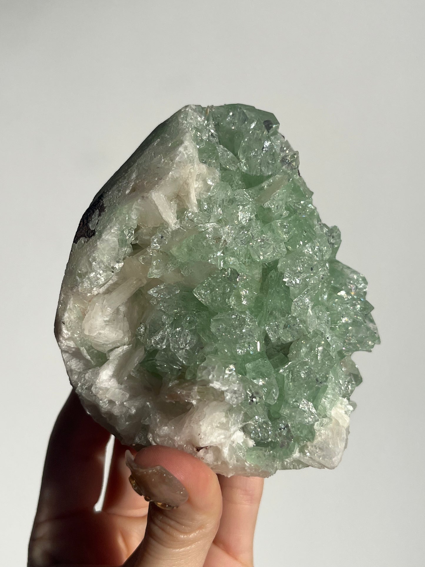Pointed Green Apophyllite with Scolecite and Stilbite Specimen B