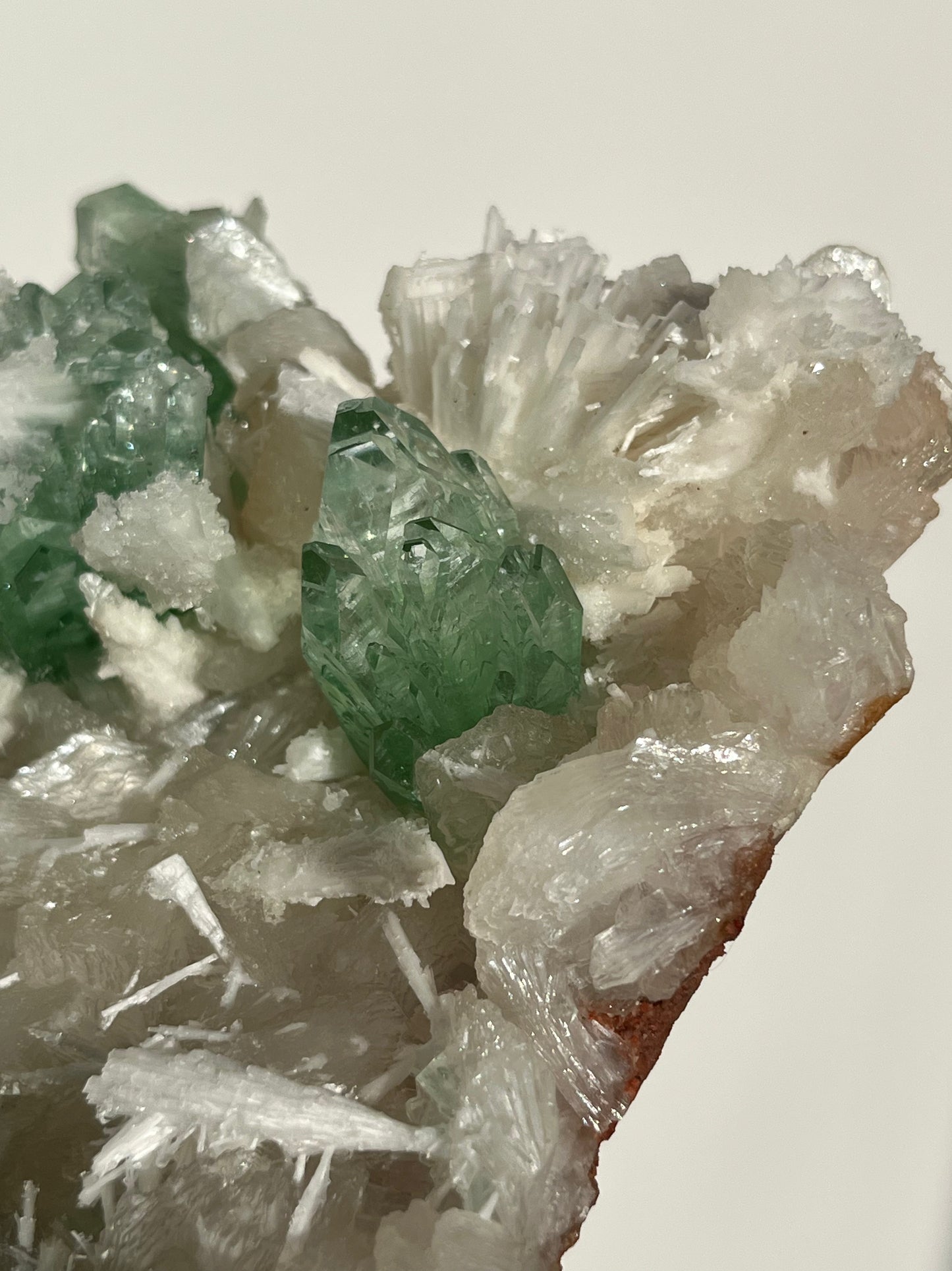 Pointed Fluorapophyllite with Stilbite, Calcite and Scolecite Specimen A