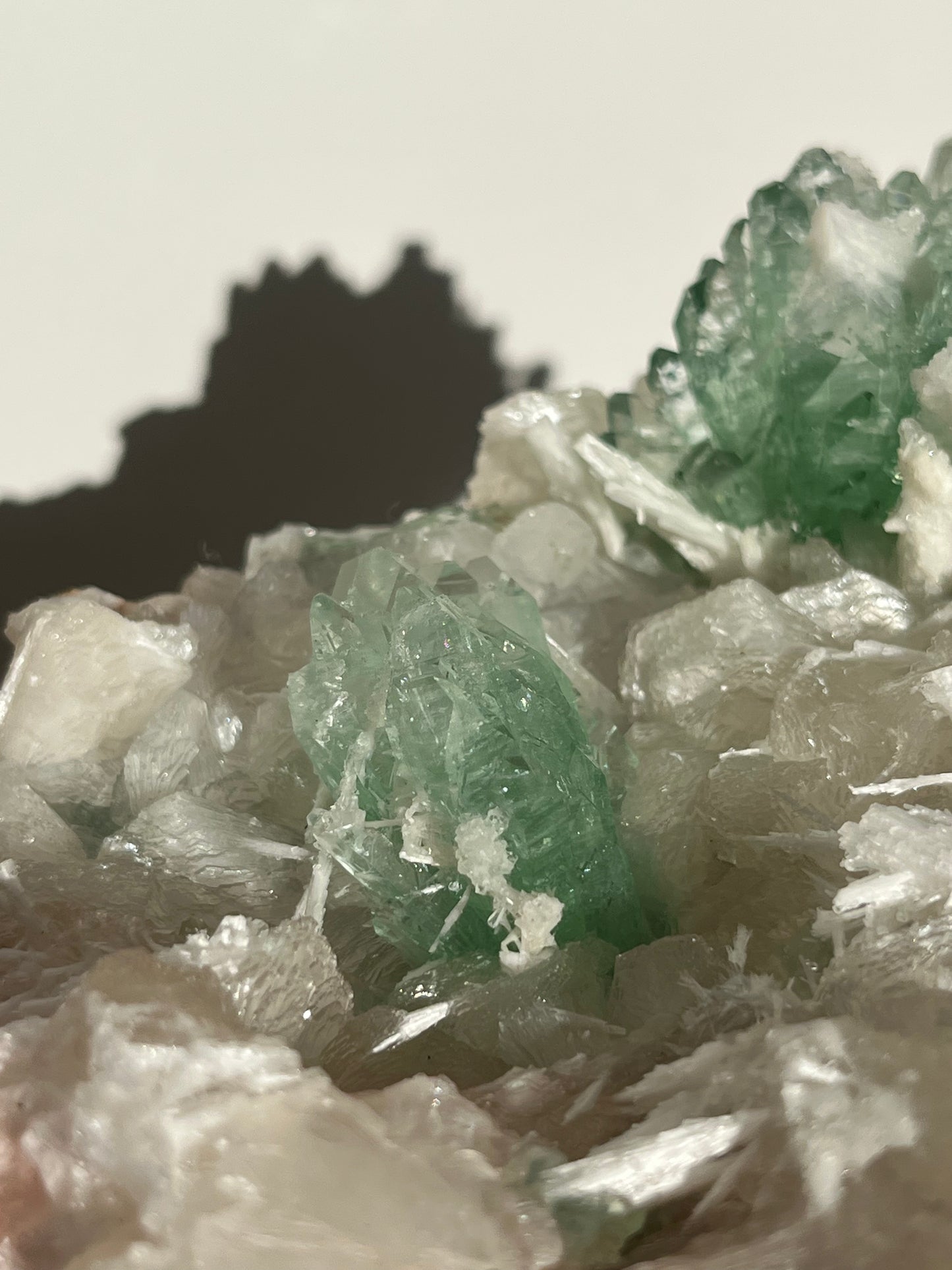 Pointed Fluorapophyllite with Stilbite, Calcite and Scolecite Specimen A