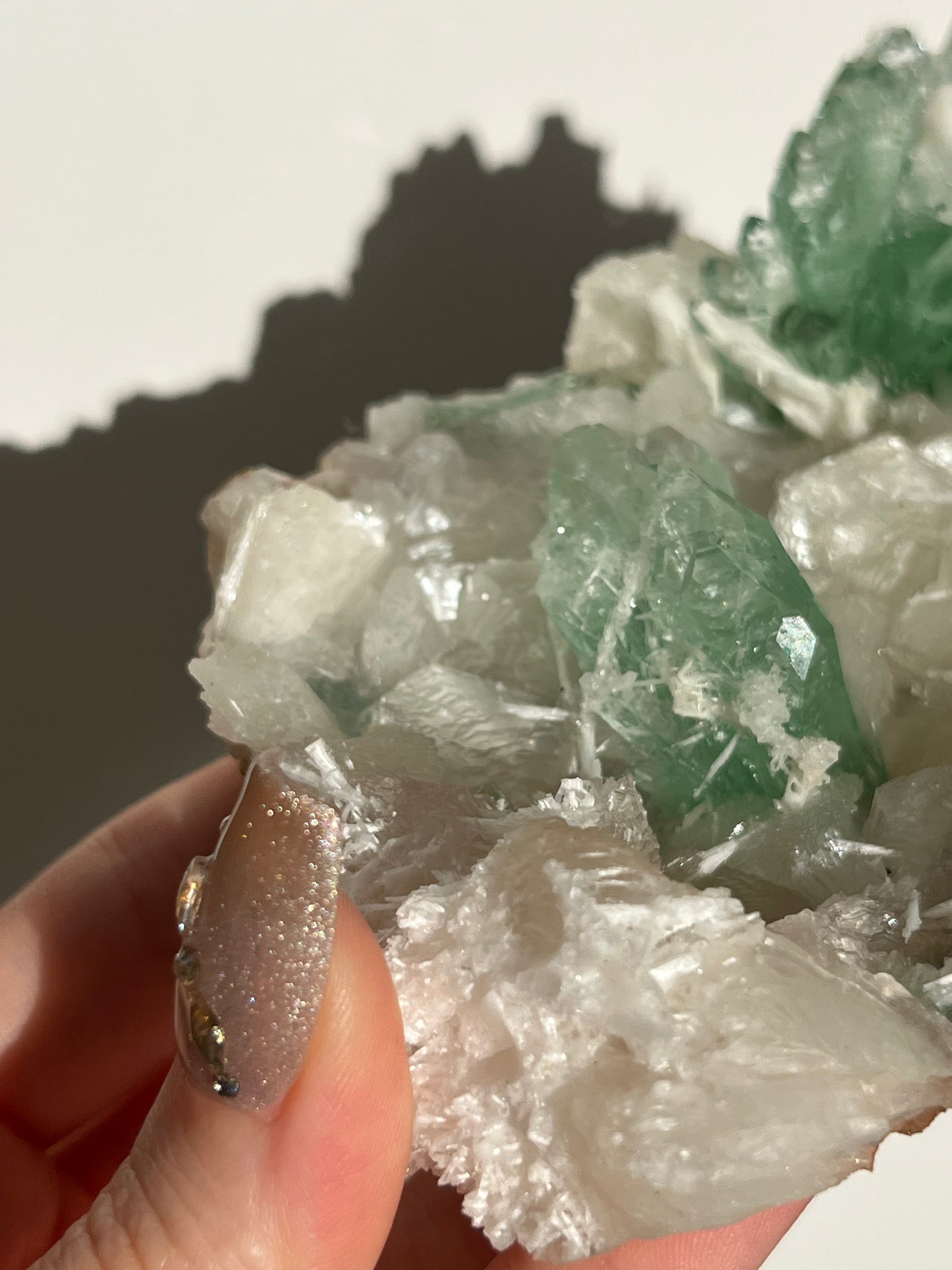 Pointed Fluorapophyllite with Stilbite, Calcite and Scolecite Specimen A