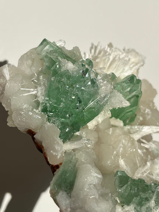 Pointed Fluorapophyllite with Stilbite, Calcite and Scolecite Specimen A