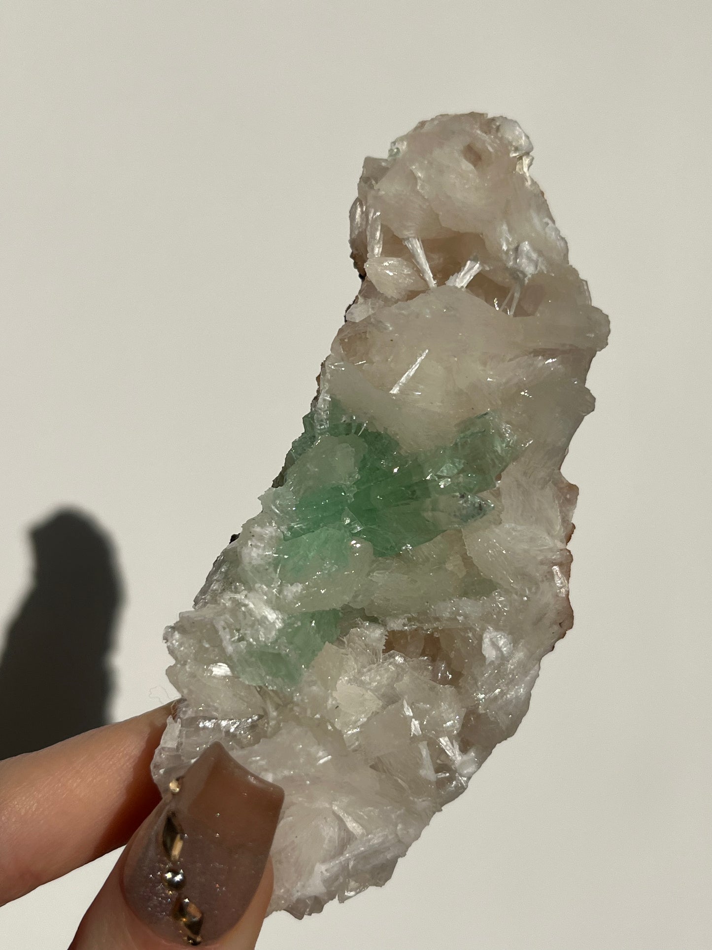 Pointed Fluorapophyllite with Stilbite, Calcite and Scolecite Specimen D
