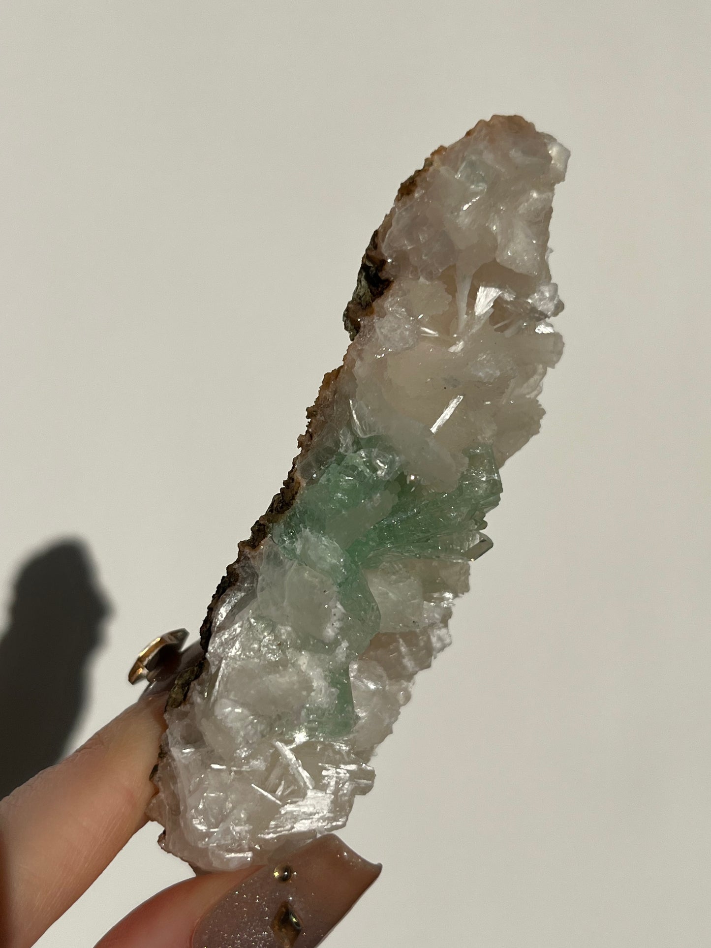 Pointed Fluorapophyllite with Stilbite, Calcite and Scolecite Specimen D
