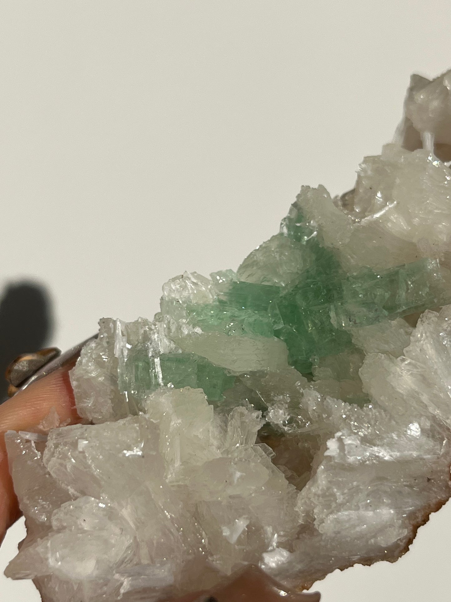 Pointed Fluorapophyllite with Stilbite, Calcite and Scolecite Specimen D