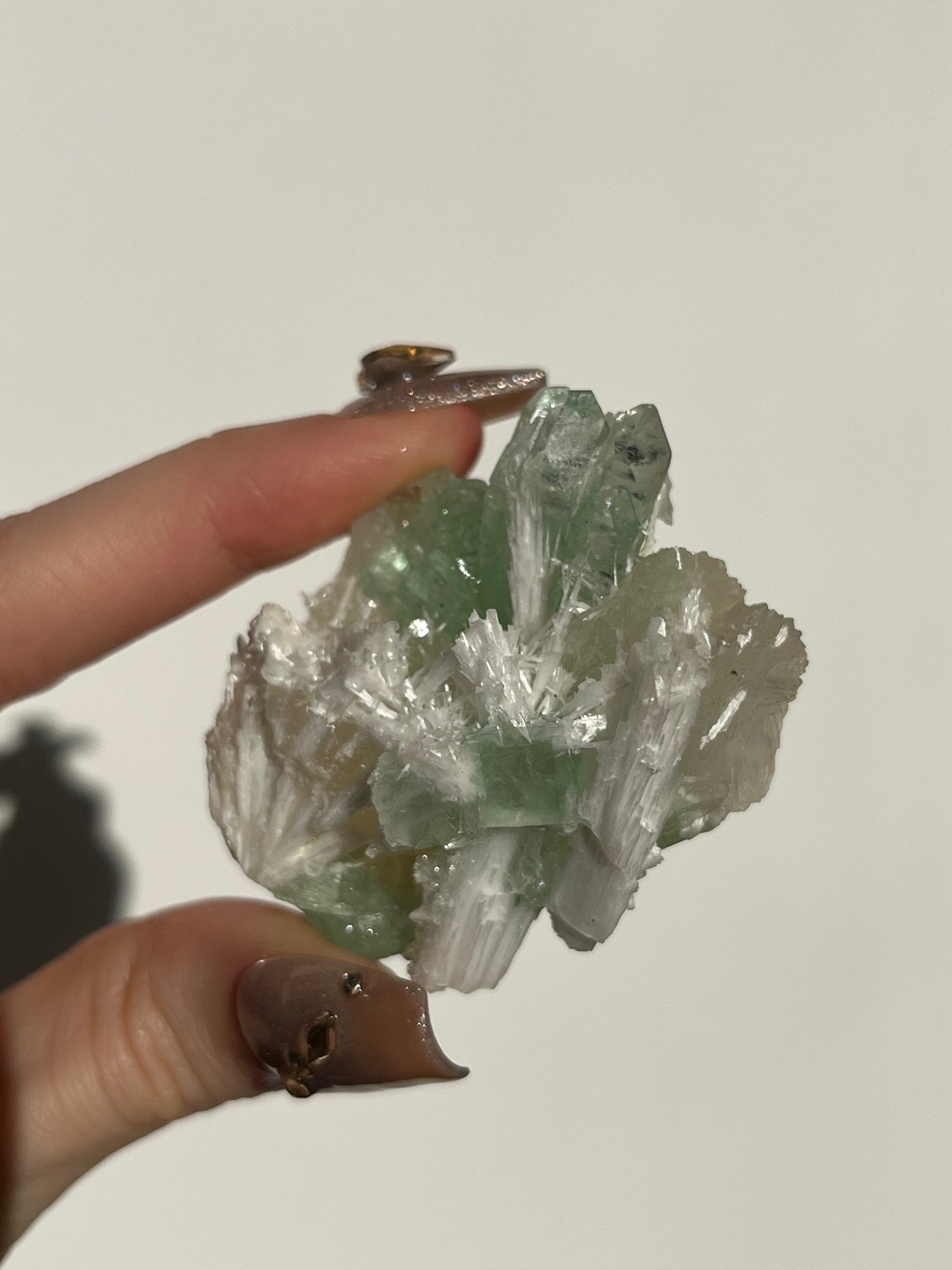 Pointed Fluorapophyllite with Stilbite, Calcite and Scolecite Specimen E