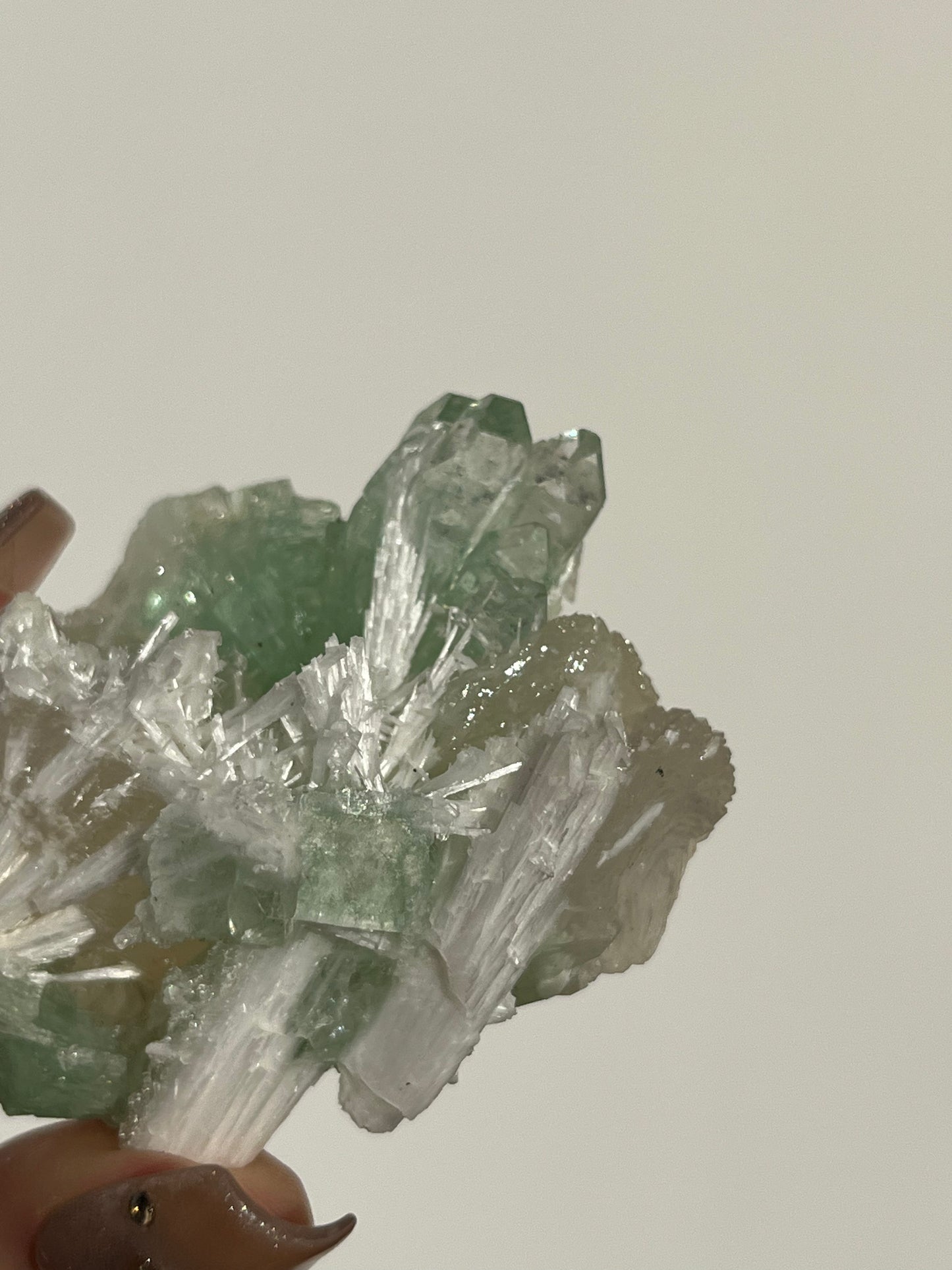 Pointed Fluorapophyllite with Stilbite, Calcite and Scolecite Specimen E