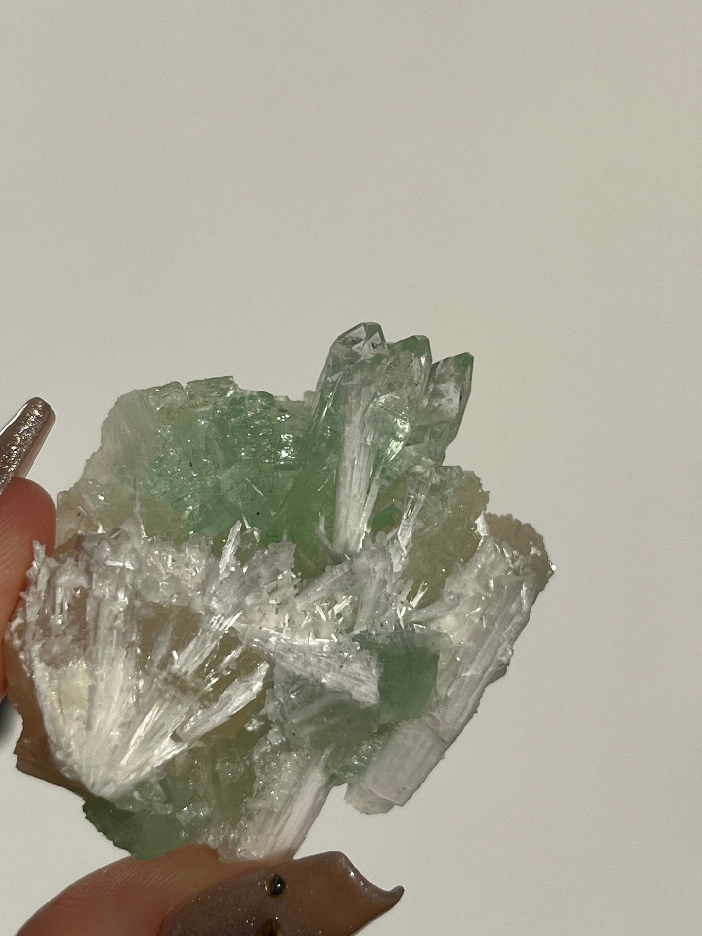 Pointed Fluorapophyllite with Stilbite, Calcite and Scolecite Specimen E