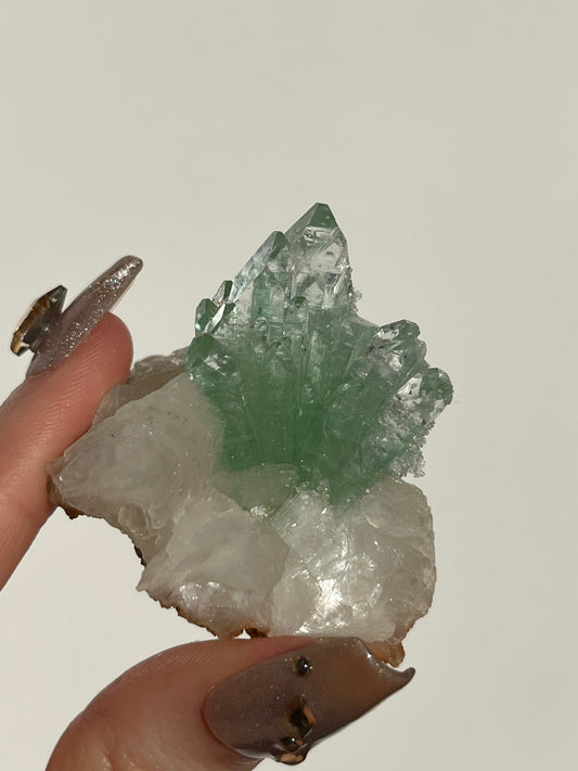 Pointed Fluorapophyllite with Stilbite, Calcite and Scolecite Specimen F