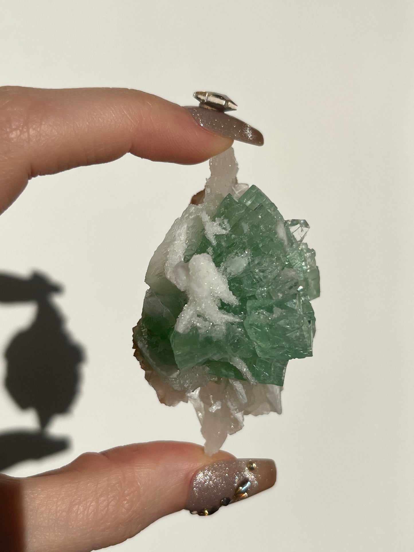 Pointed Fluorapophyllite with Stilbite, Calcite and Scolecite Specimen H