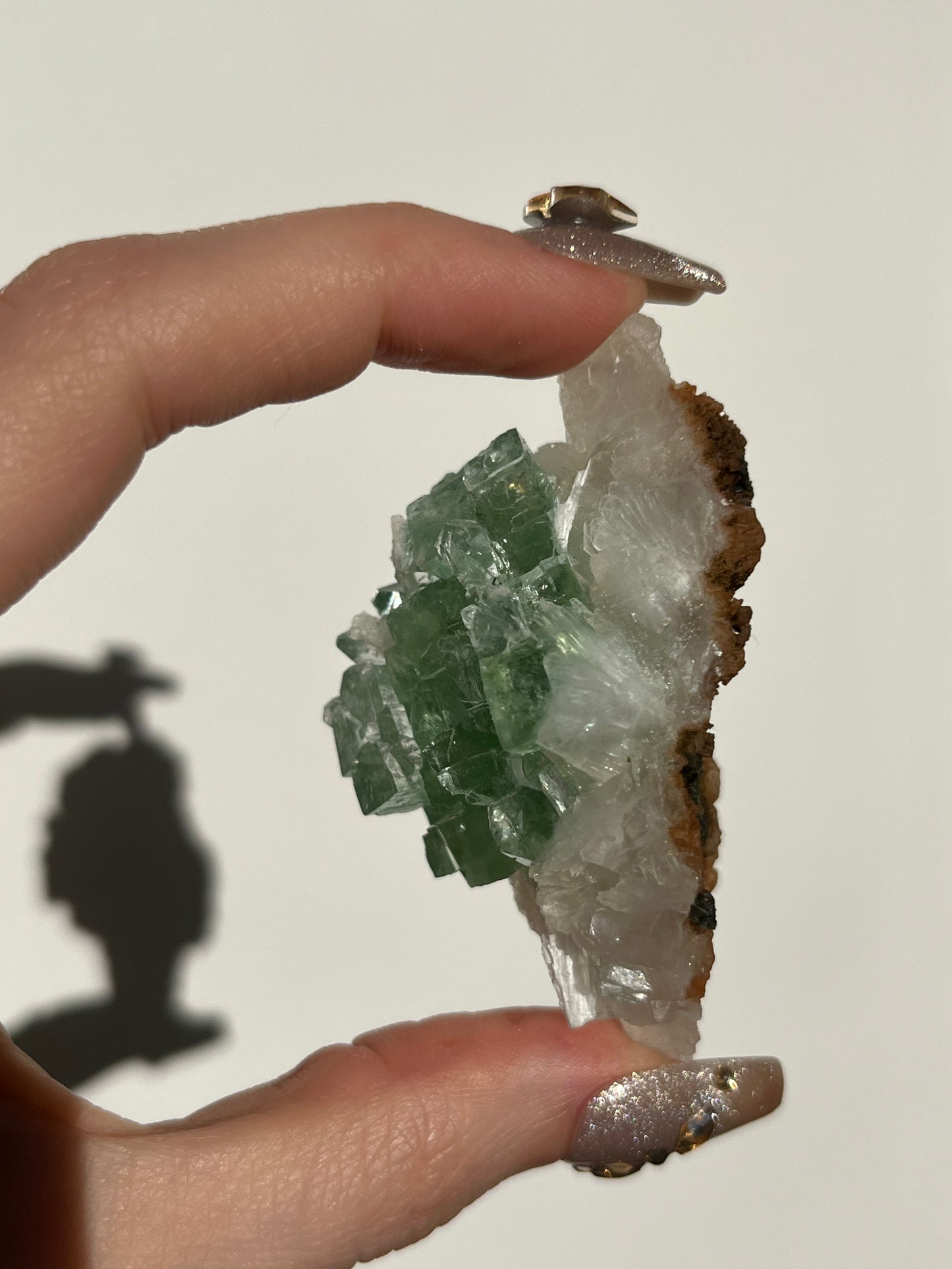 Pointed Fluorapophyllite with Stilbite, Calcite and Scolecite Specimen H