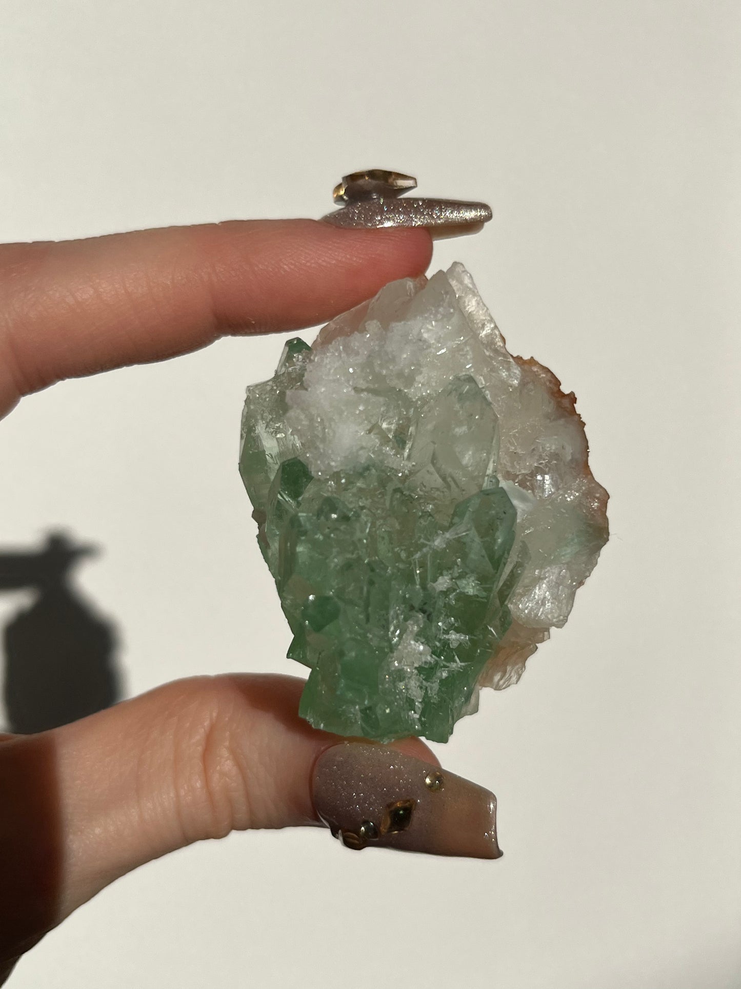 Pointed Fluorapophyllite with Stilbite, Calcite and Scolecite Specimen J