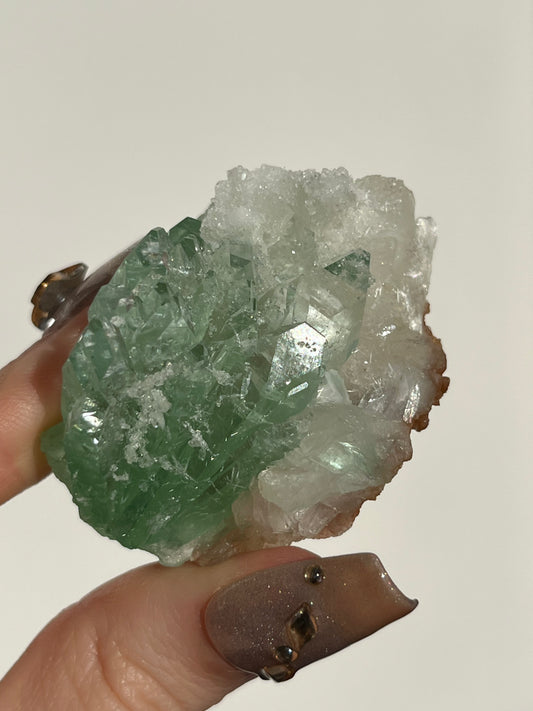 Pointed Fluorapophyllite with Stilbite, Calcite and Scolecite Specimen J