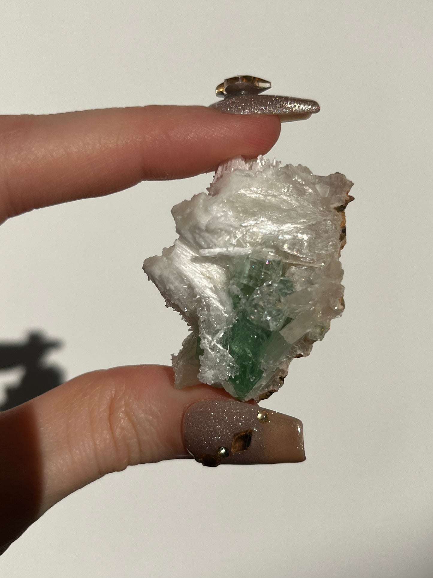 Pointed Fluorapophyllite with Stilbite, Calcite and Scolecite Specimen M