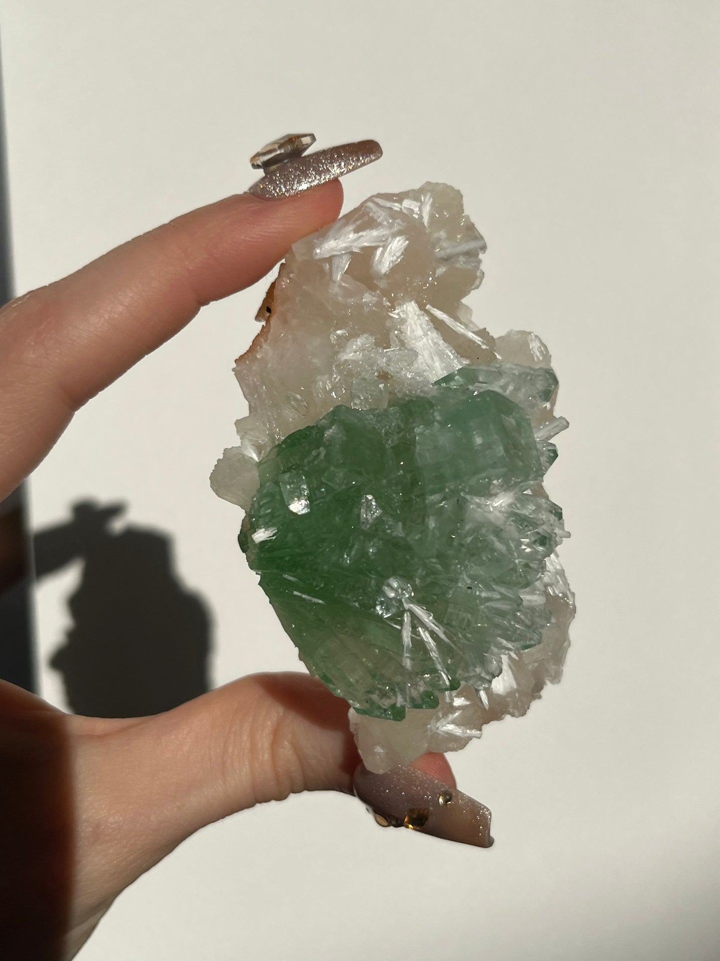 Pointed Fluorapophyllite with Stilbite, Calcite and Scolecite Specimen N