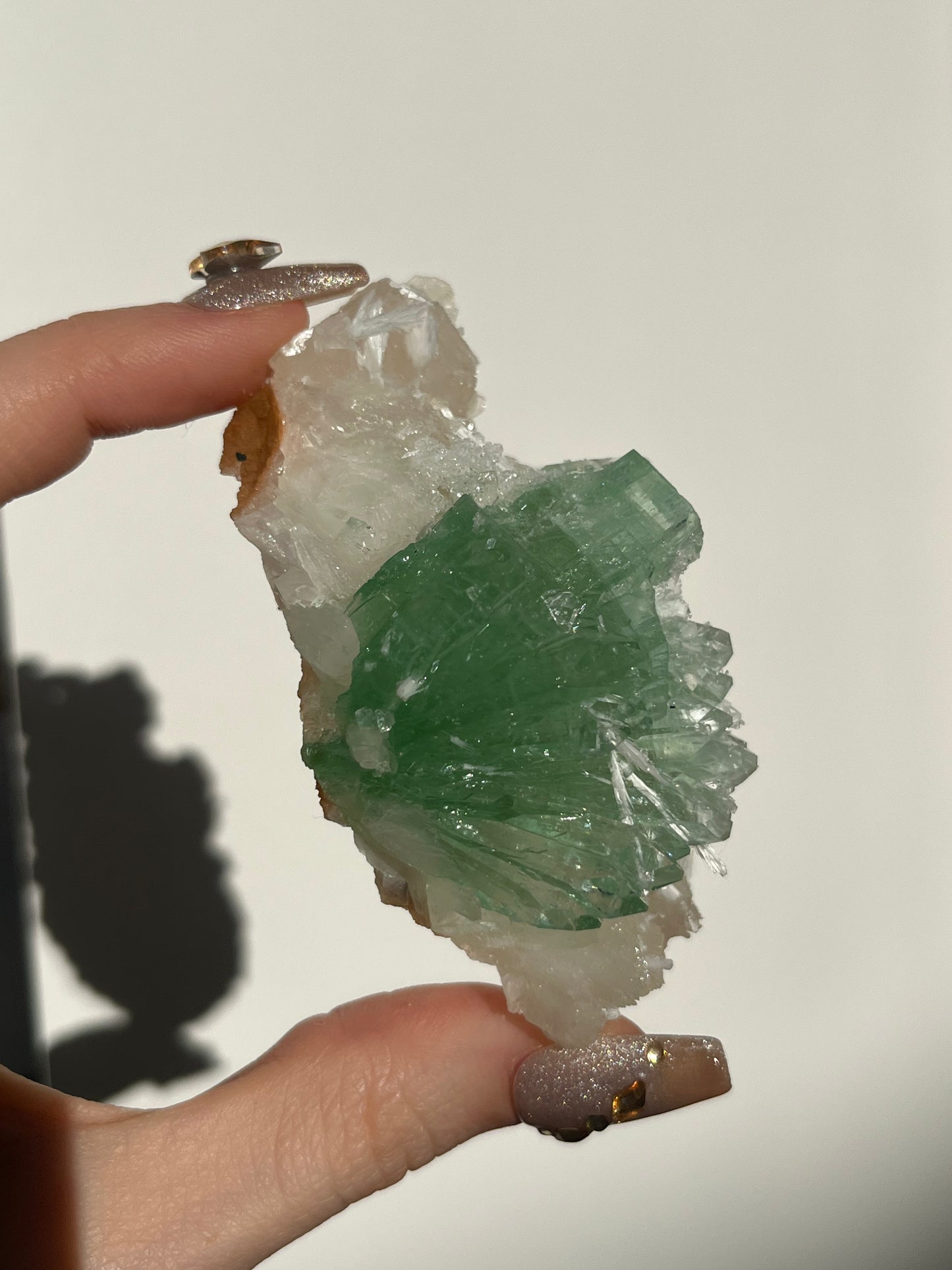 Pointed Fluorapophyllite with Stilbite, Calcite and Scolecite Specimen N