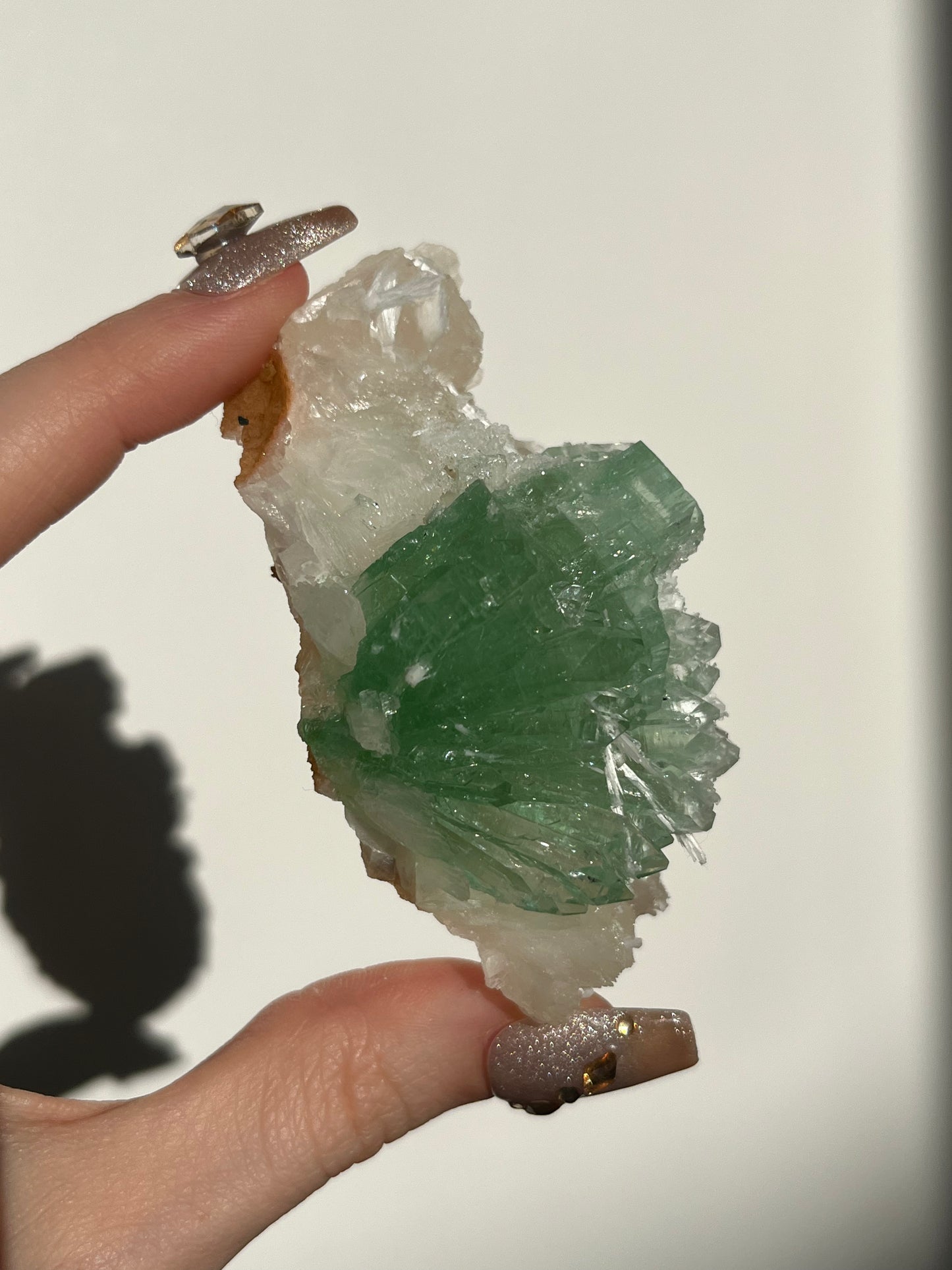 Pointed Fluorapophyllite with Stilbite, Calcite and Scolecite Specimen N