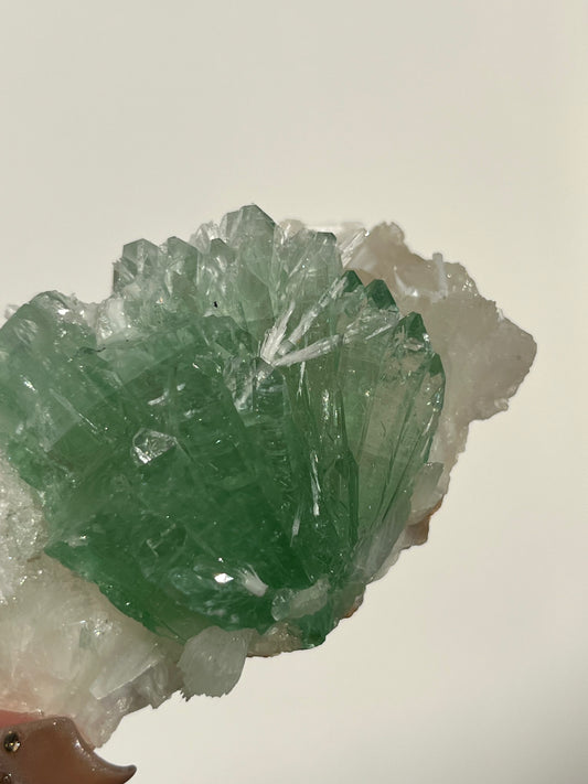 Pointed Fluorapophyllite with Stilbite, Calcite and Scolecite Specimen N