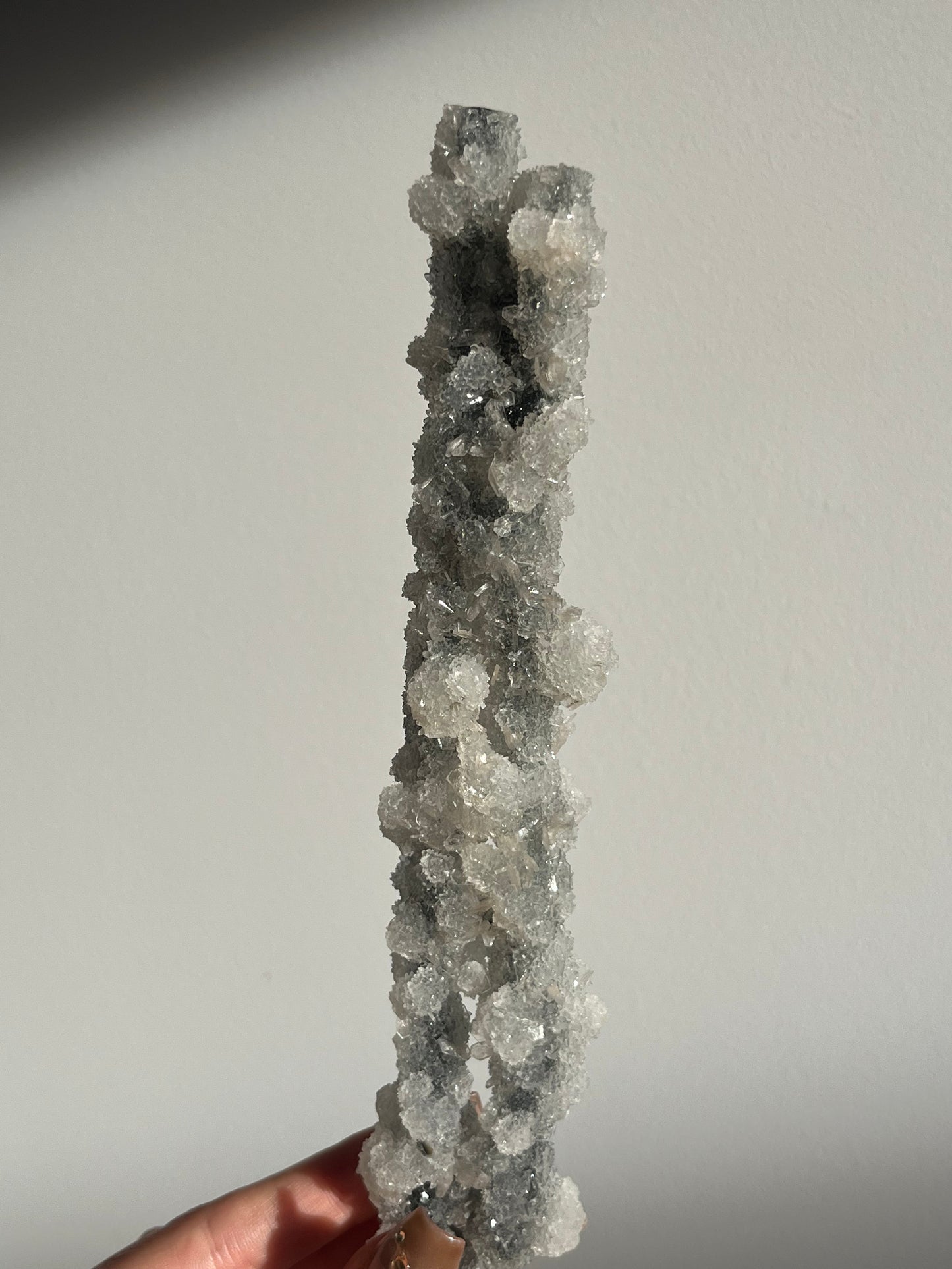 Grey Pseudostalactitic Chalcedony with Clear Heulandite Specimen B