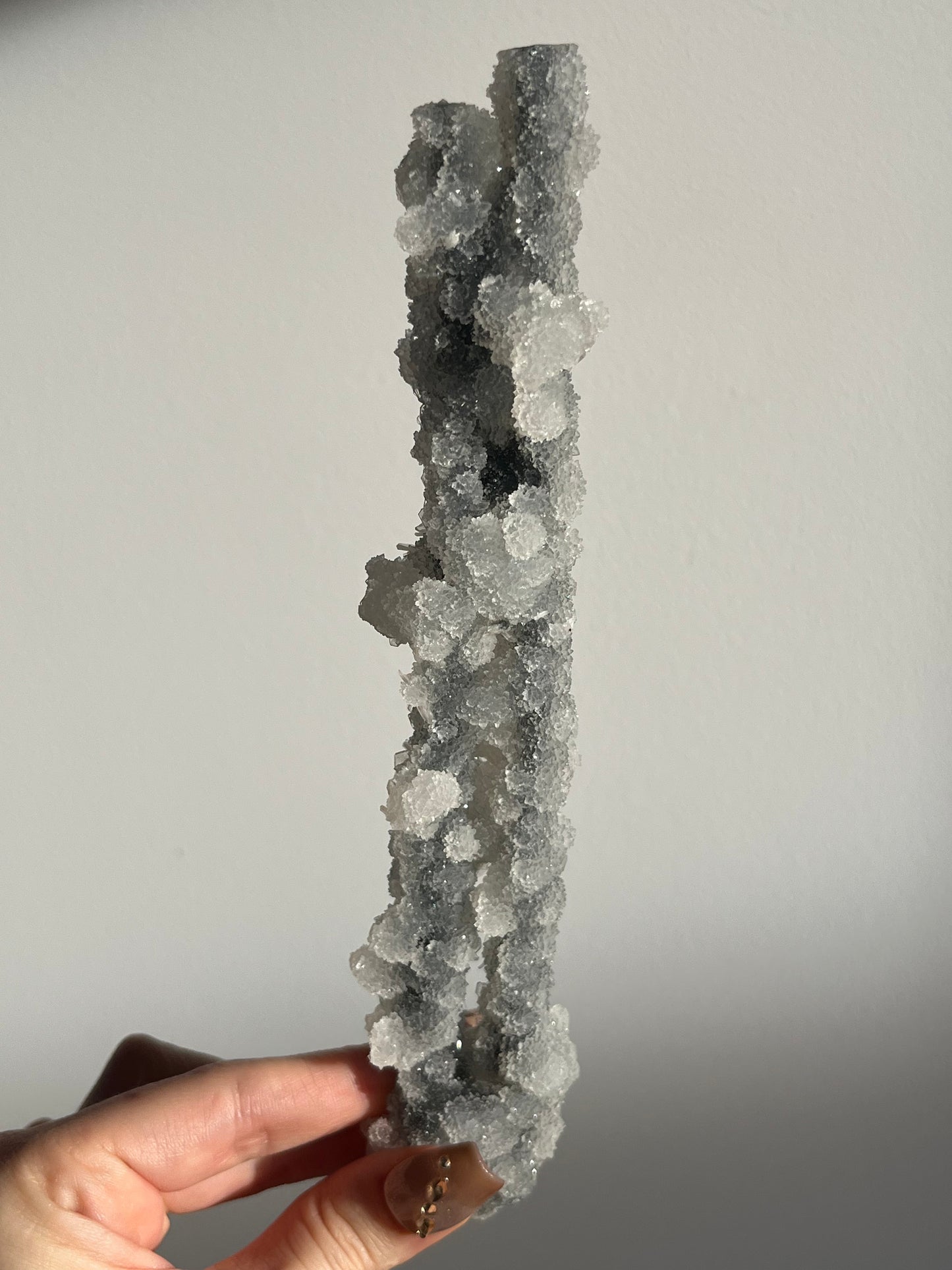 Grey Pseudostalactitic Chalcedony with Clear Heulandite Specimen B