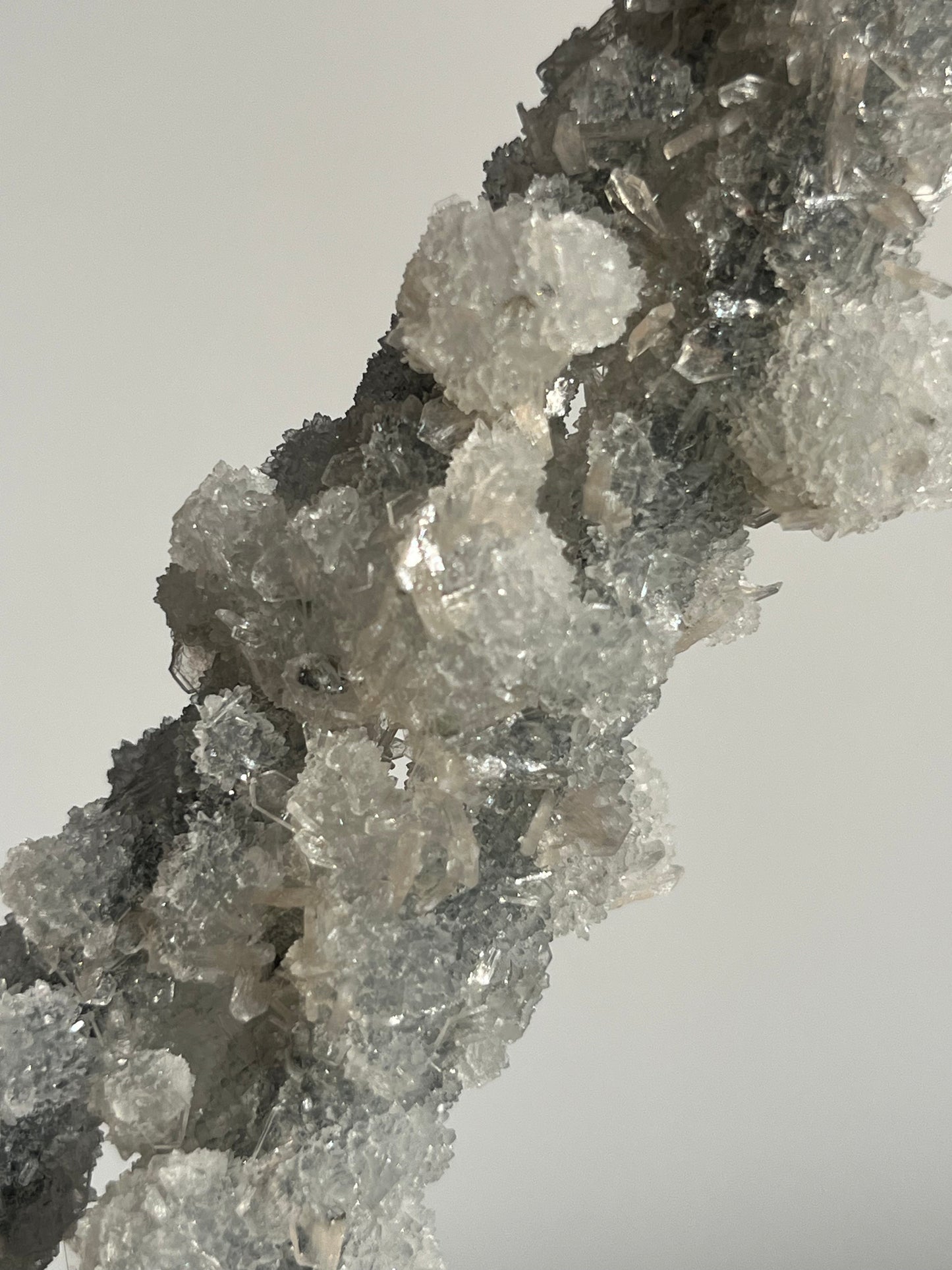 Grey Pseudostalactitic Chalcedony with Clear Heulandite Specimen B
