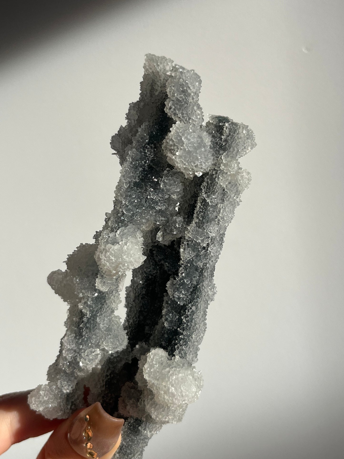 Grey Pseudostalactitic Chalcedony with Clear Heulandite Specimen C