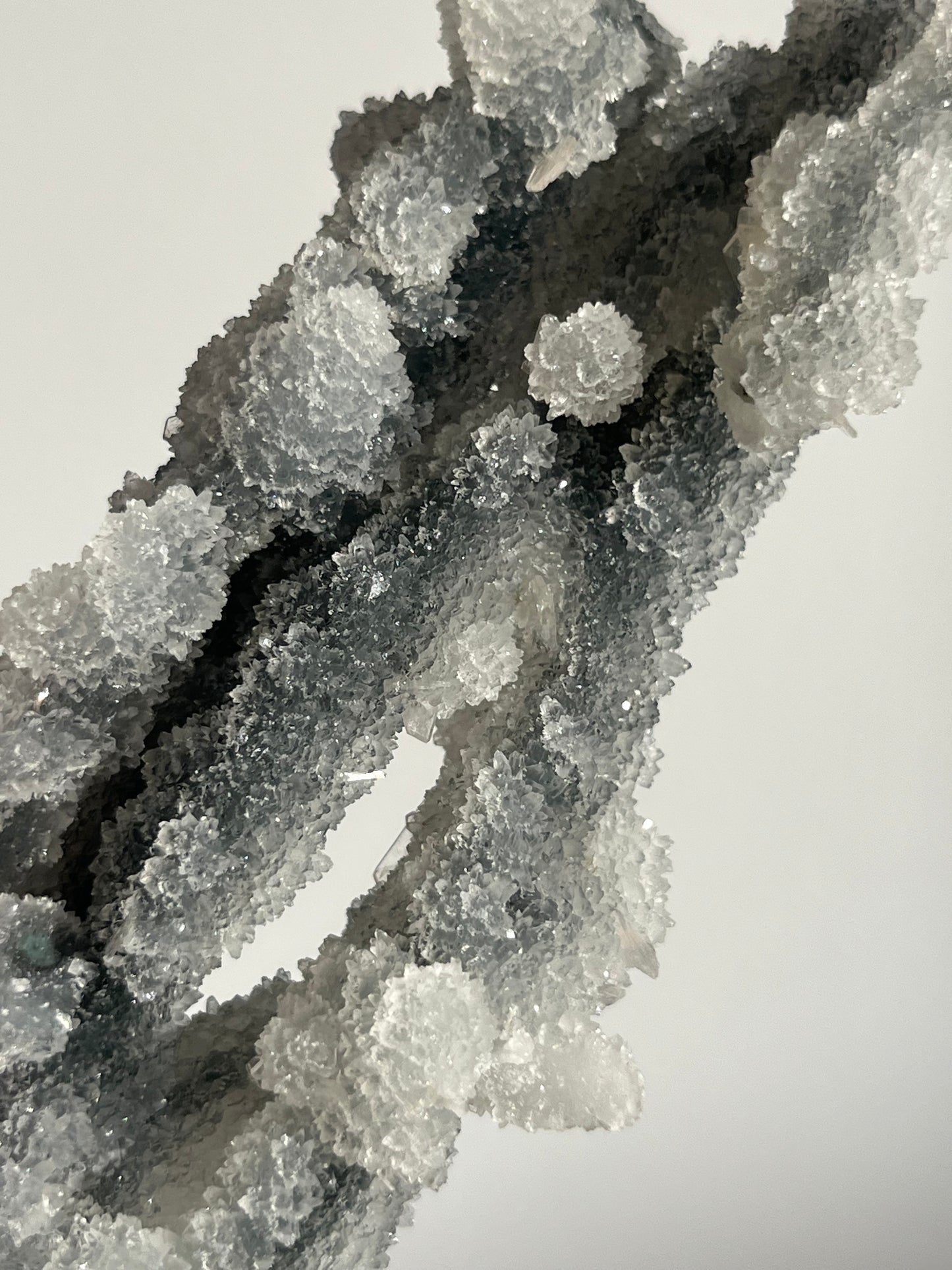 Grey Pseudostalactitic Chalcedony with Clear Heulandite Specimen C