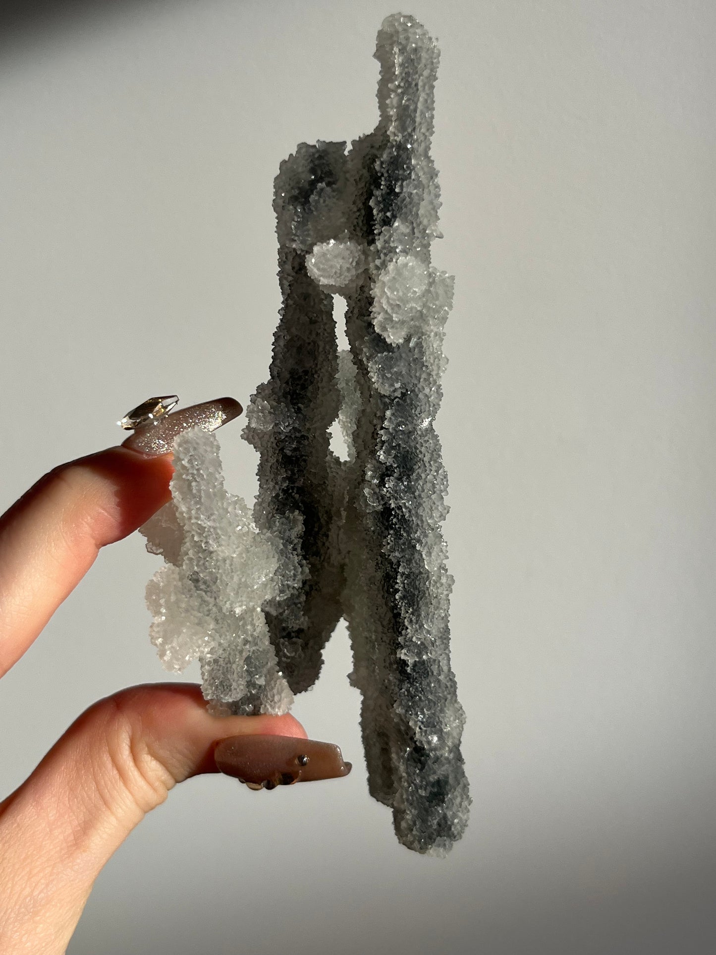 Grey Pseudostalactitic Chalcedony with Clear Heulandite Specimen D