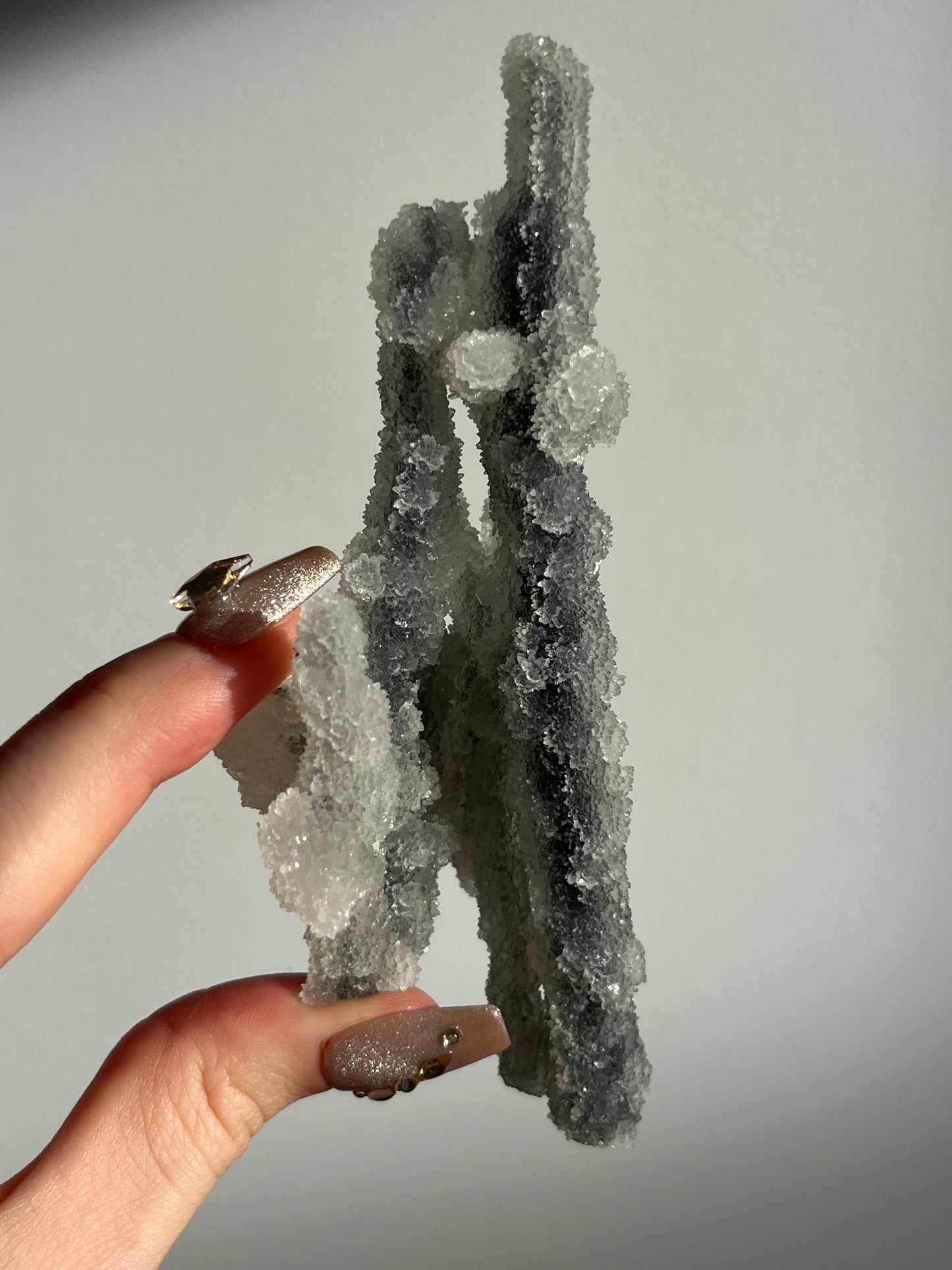 Grey Pseudostalactitic Chalcedony with Clear Heulandite Specimen D