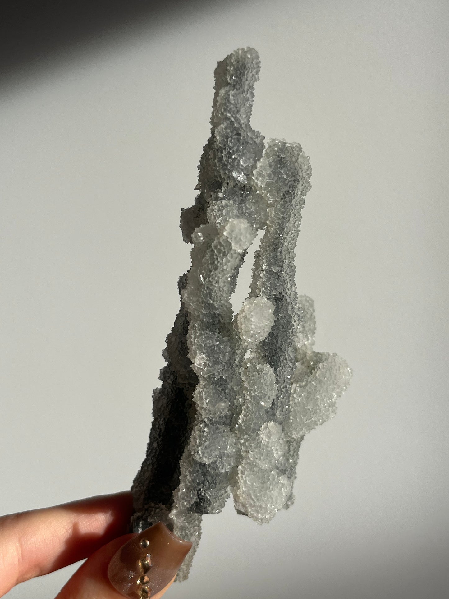 Grey Pseudostalactitic Chalcedony with Clear Heulandite Specimen D