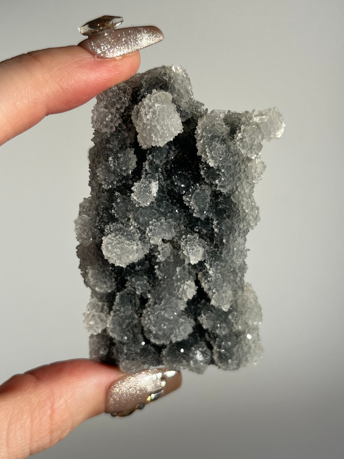 Grey Pseudostalactitic Chalcedony with Clear Heulandite Specimen E
