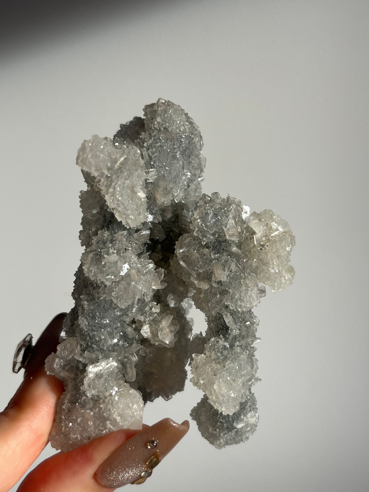 Grey Pseudostalactitic Chalcedony with Clear Heulandite Specimen E