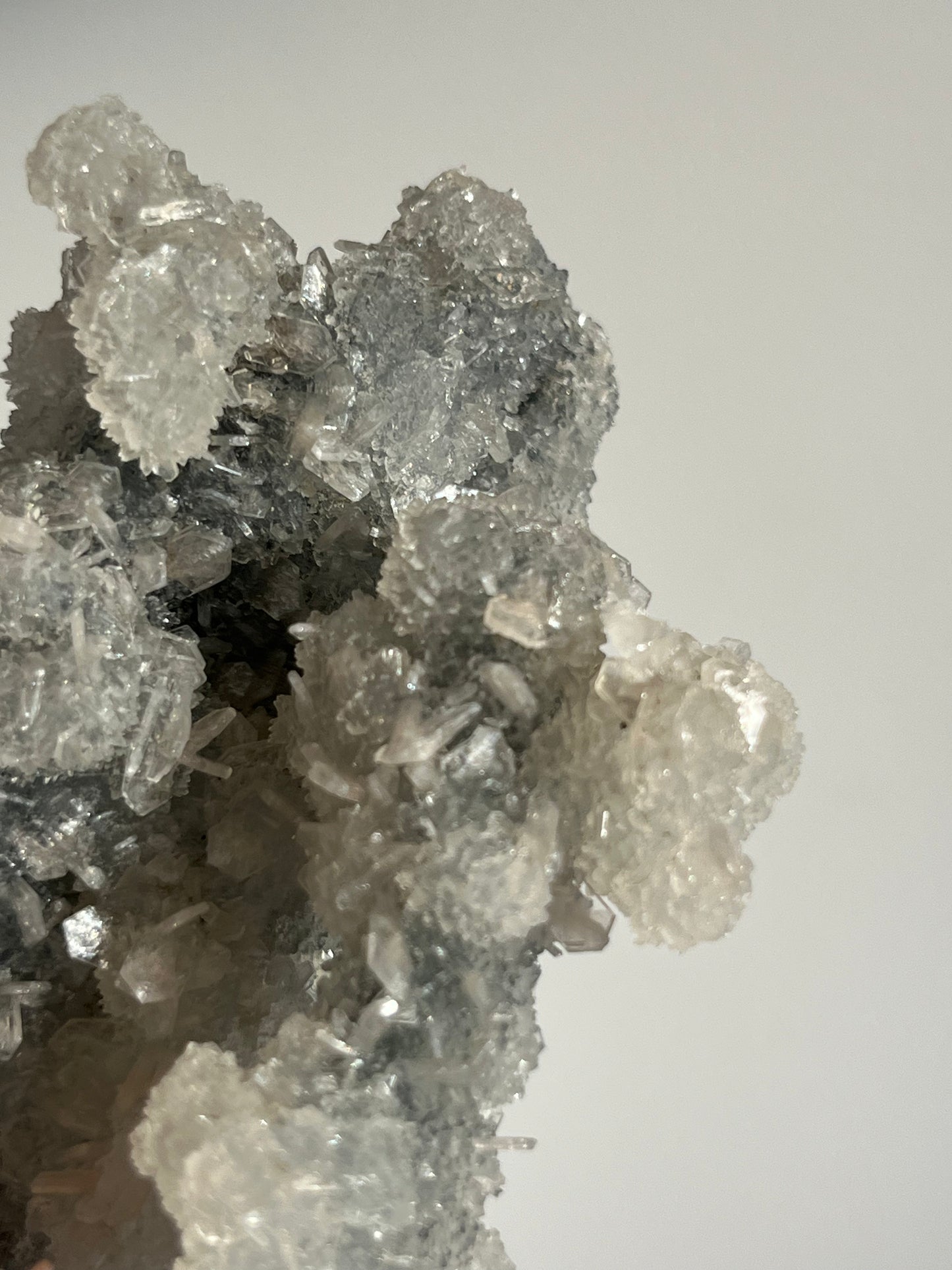 Grey Pseudostalactitic Chalcedony with Clear Heulandite Specimen E