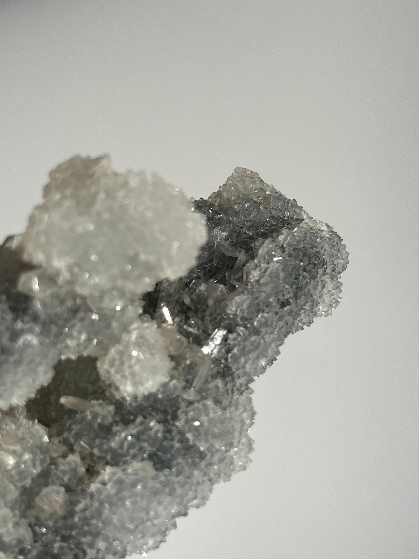 Grey Pseudostalactitic Chalcedony with Clear Heulandite Specimen E