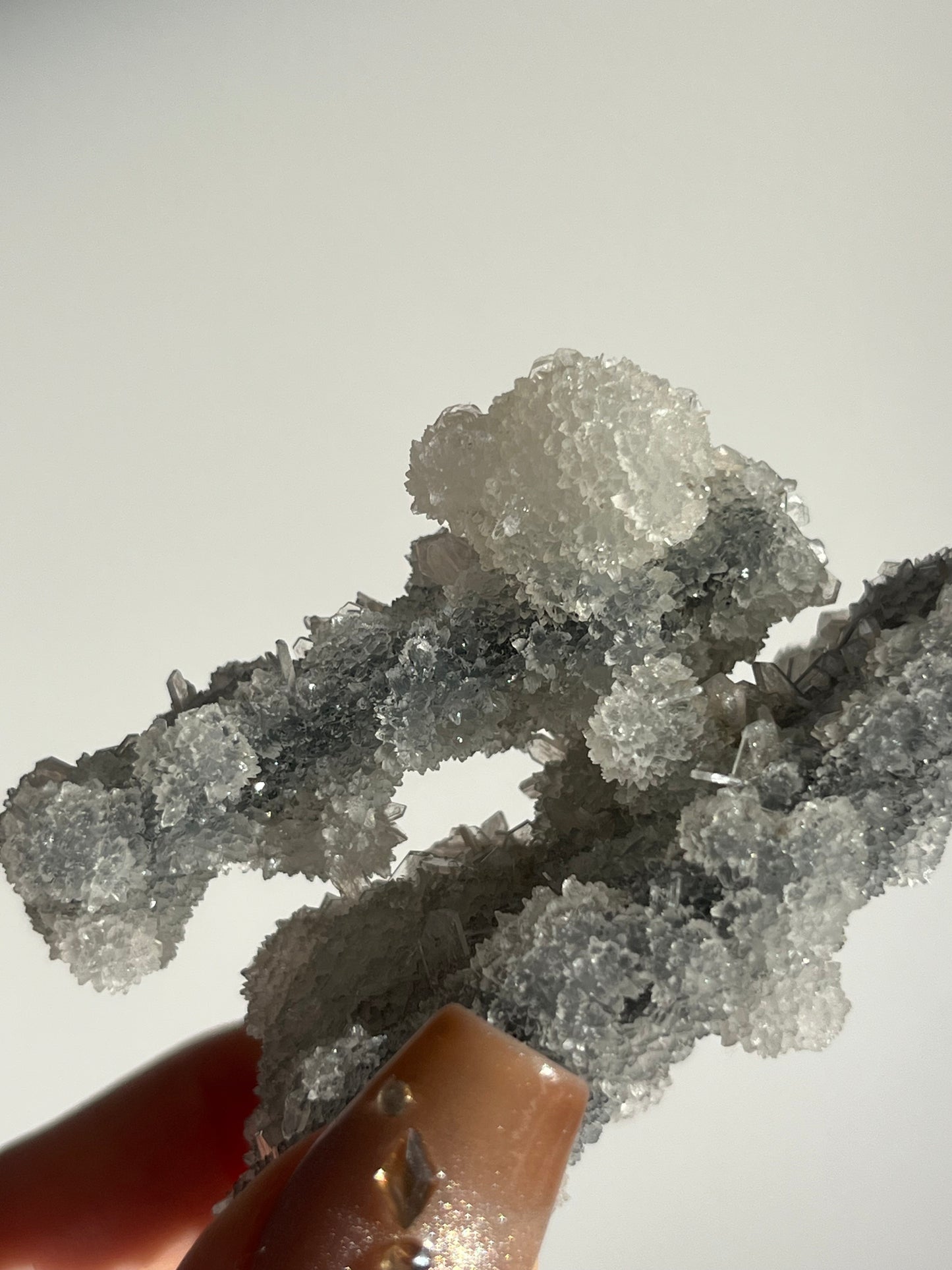 Grey Pseudostalactitic Chalcedony with Clear Heulandite Specimen E