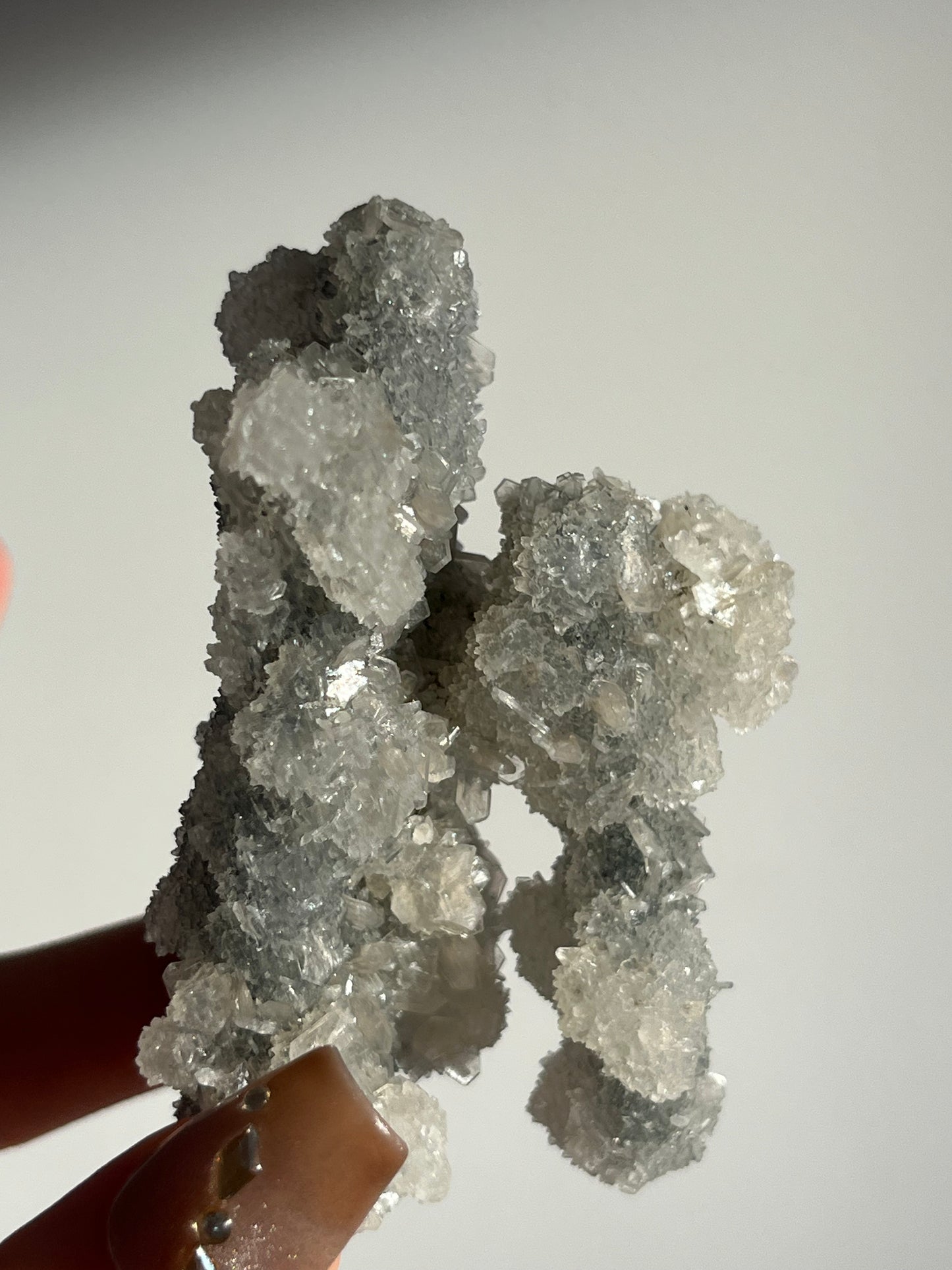 Grey Pseudostalactitic Chalcedony with Clear Heulandite Specimen E