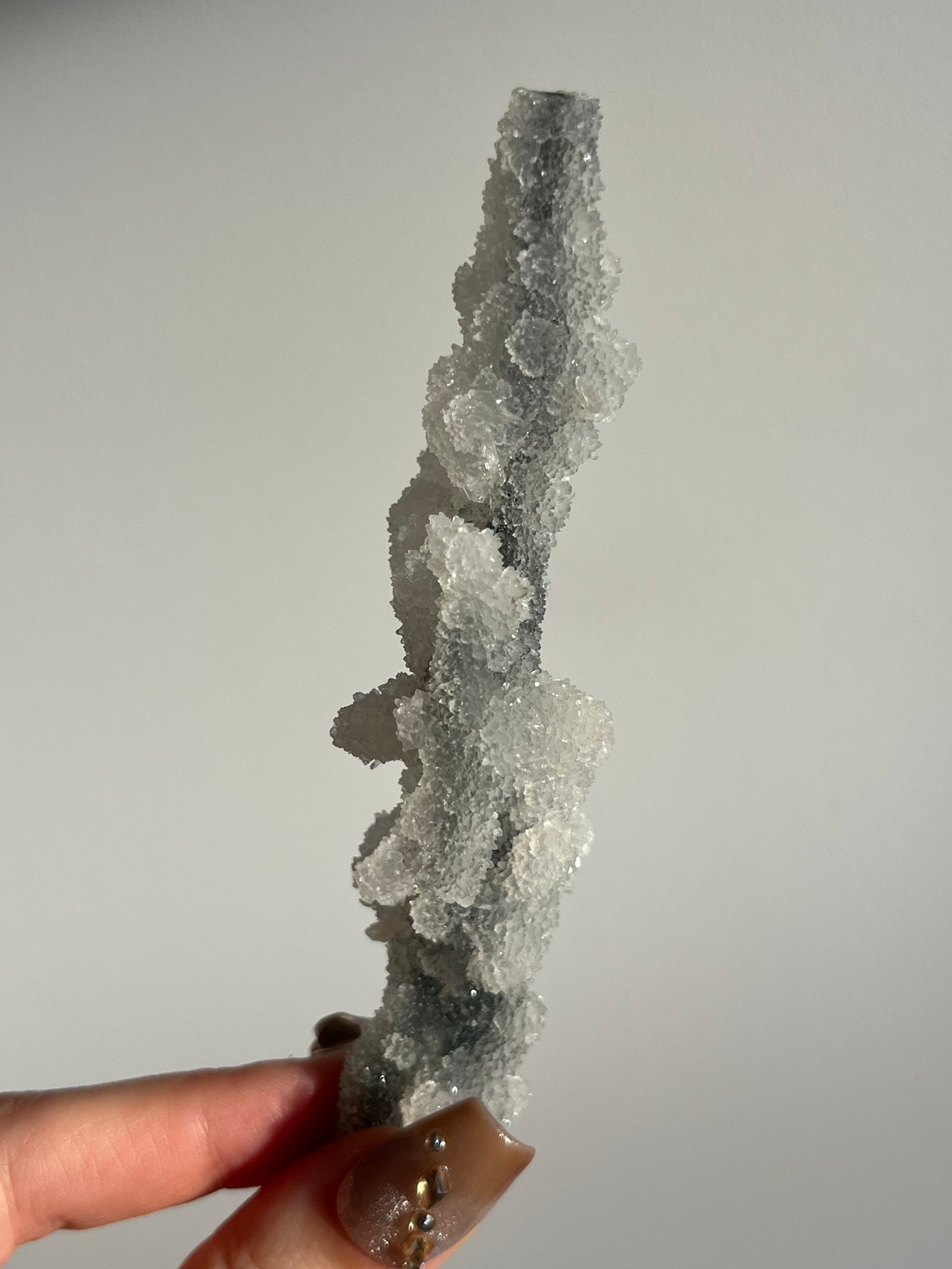 Grey Pseudostalactitic Chalcedony with Clear Heulandite Specimen F