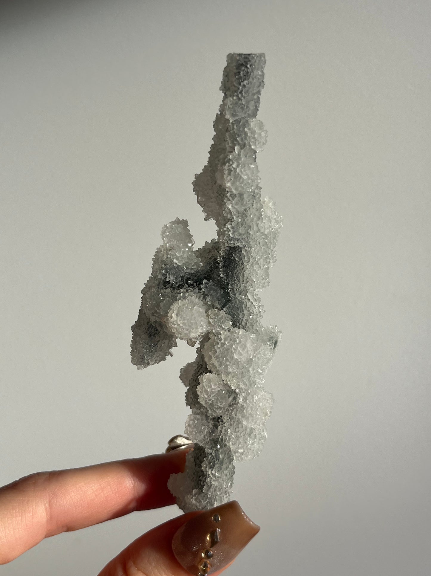 Grey Pseudostalactitic Chalcedony with Clear Heulandite Specimen F