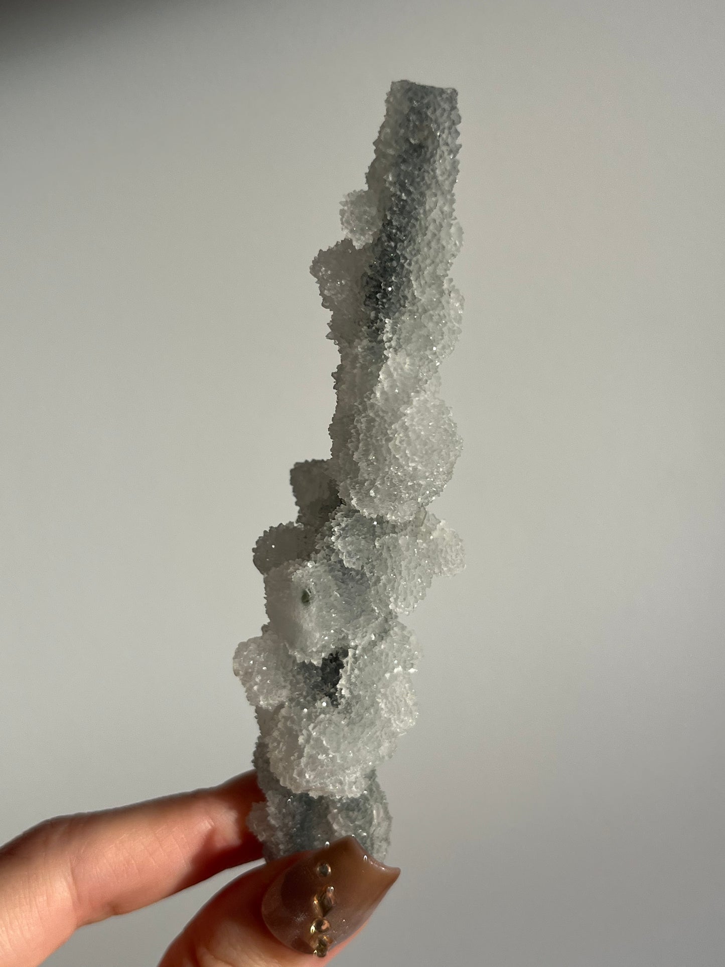Grey Pseudostalactitic Chalcedony with Clear Heulandite Specimen F