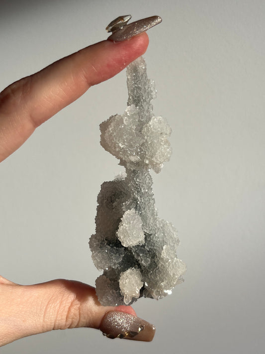 Grey Pseudostalactitic Chalcedony with Clear Heulandite Specimen G