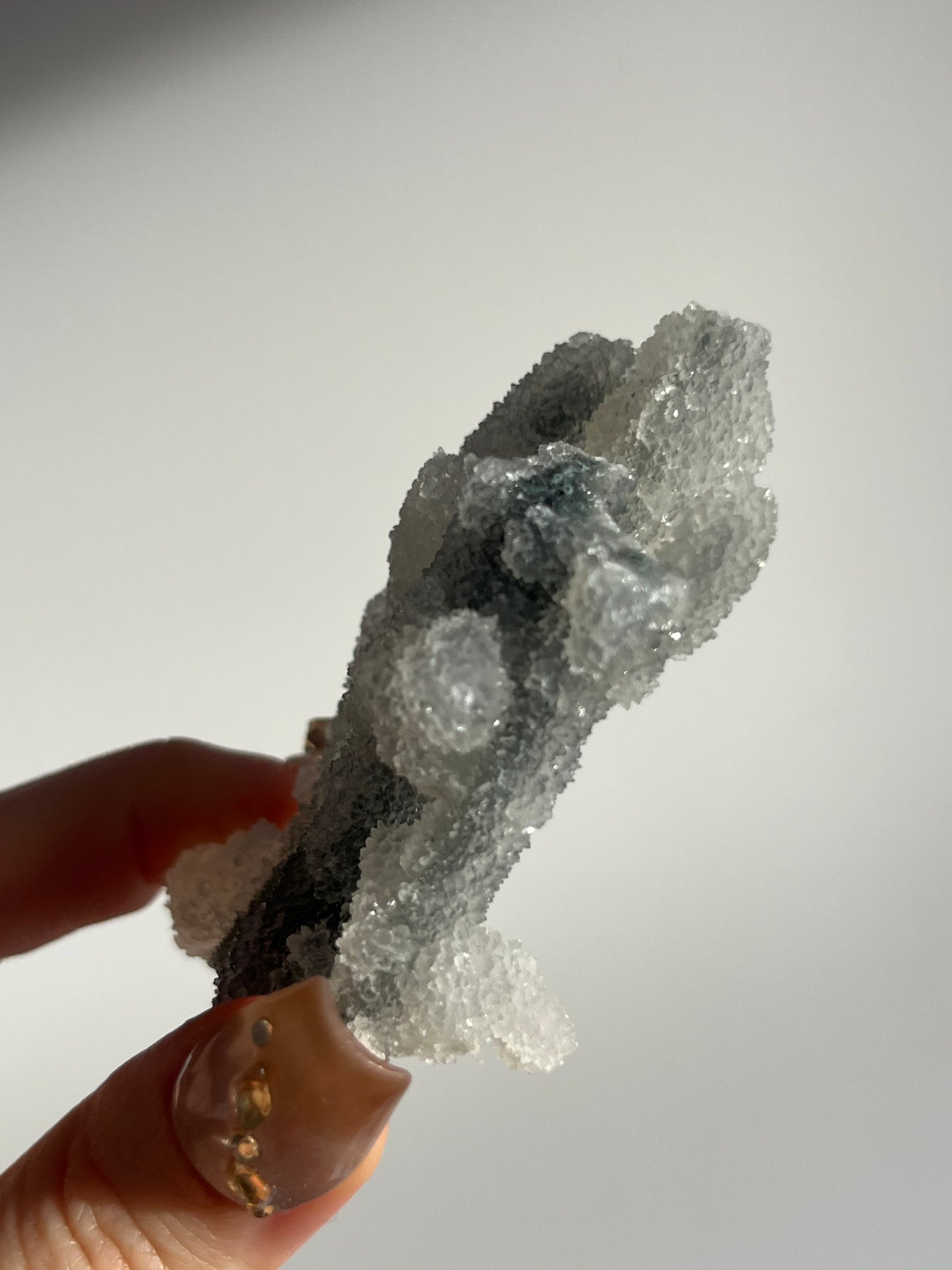 Grey Pseudostalactitic Chalcedony with Clear Heulandite Specimen H