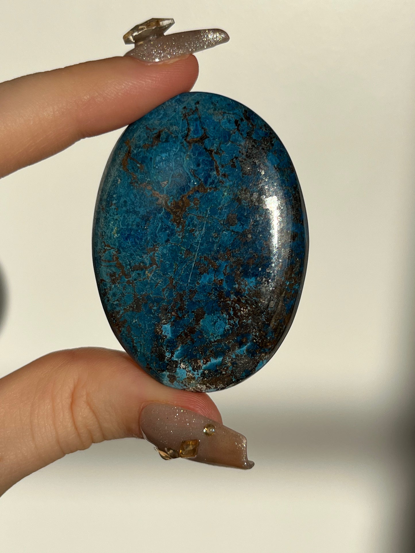 High Grade Shattuckite Palmstone #E