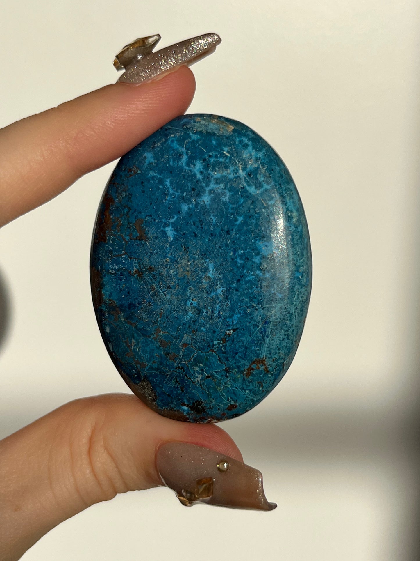 High Grade Shattuckite Palmstone #E