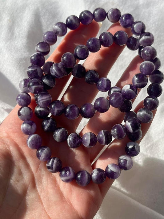 Chevron Amethyst Bead Bracelet