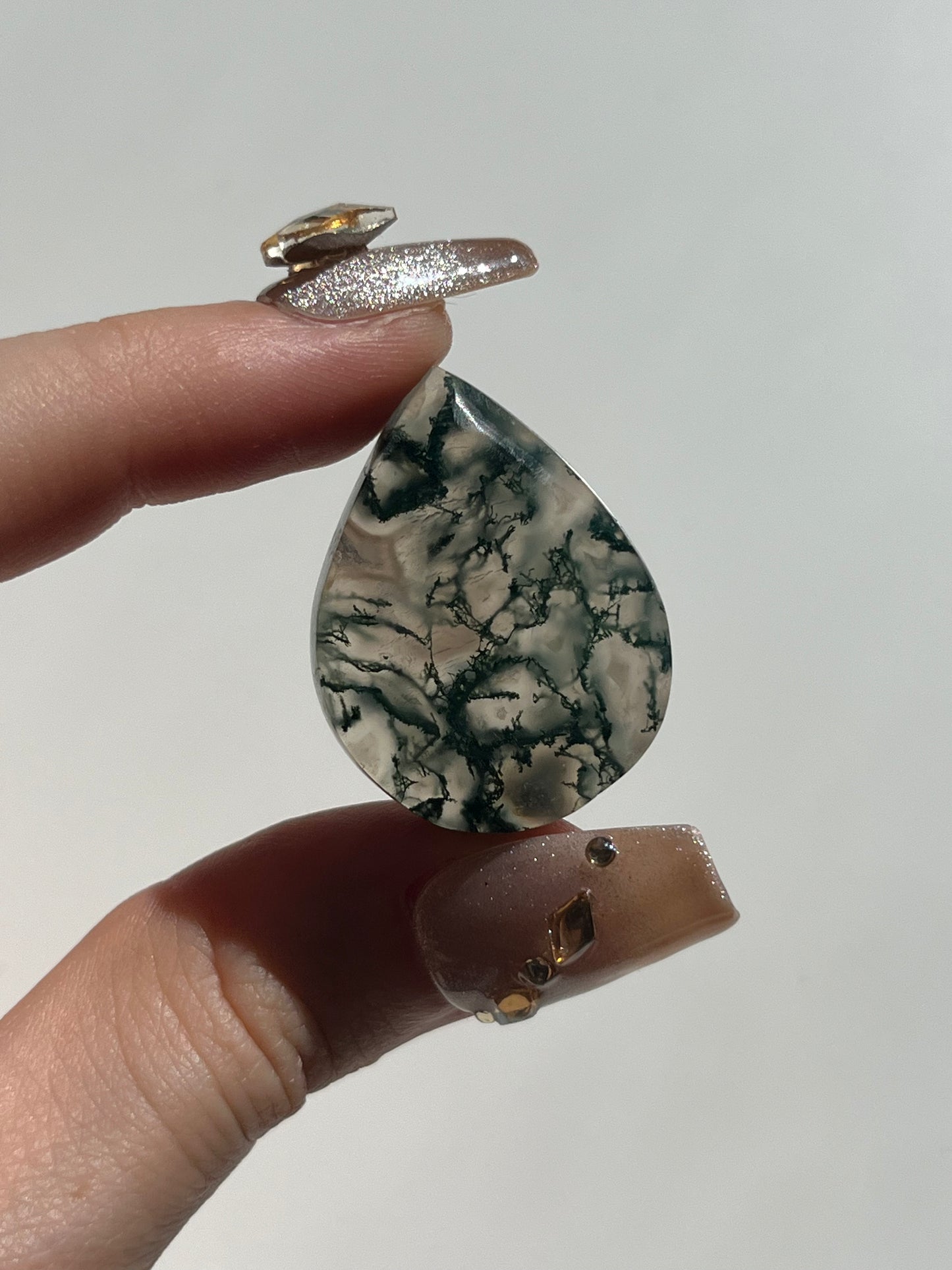 AA Grade Indian Scenic Moss Agate Teardrop Cabochon