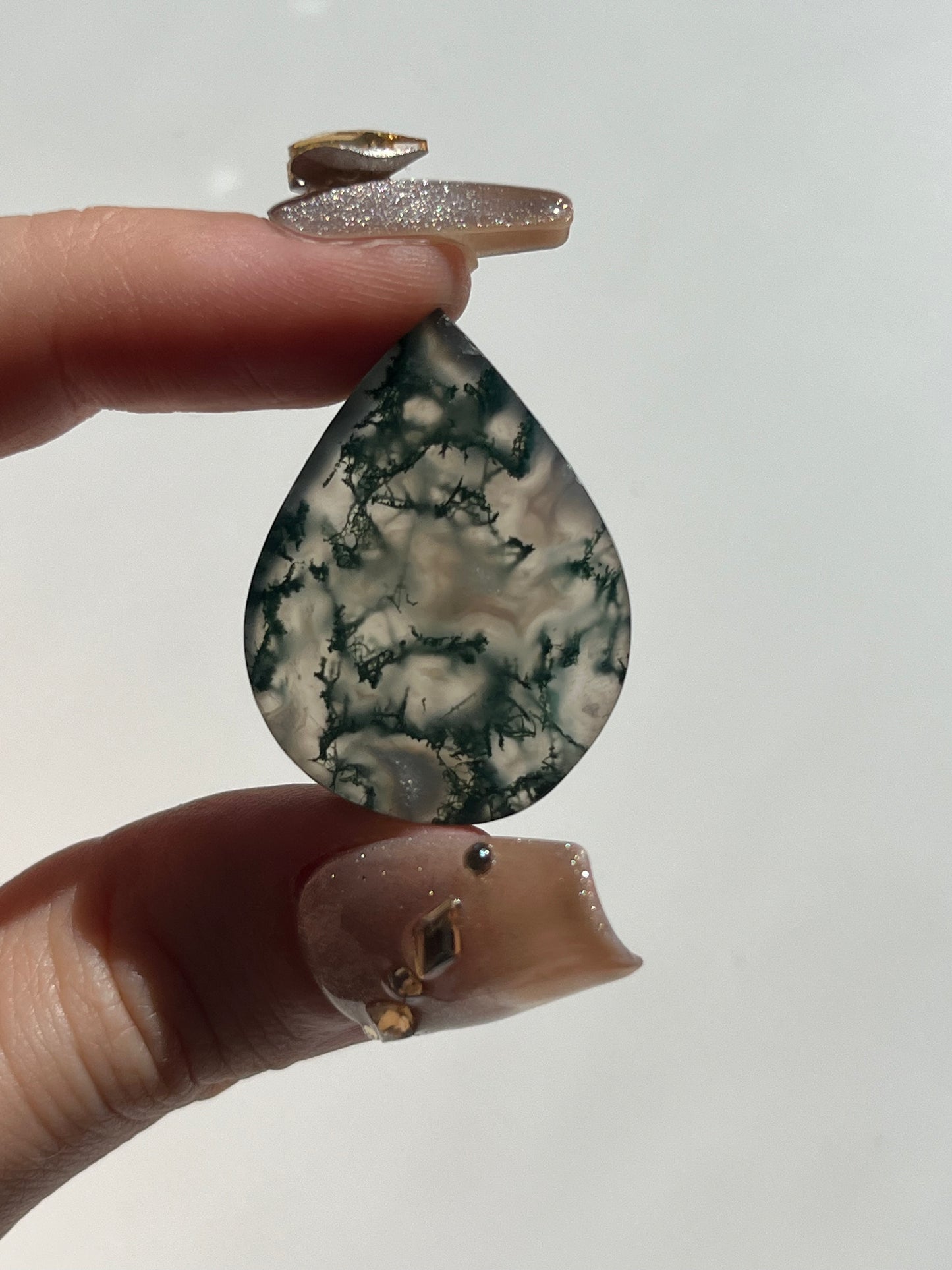 AA Grade Indian Scenic Moss Agate Teardrop Cabochon