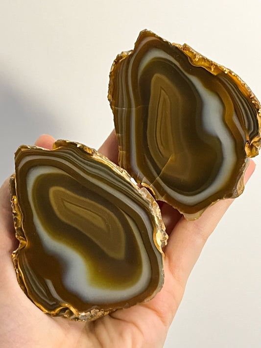 Sumatran “Yolk” River Agate Pair #1