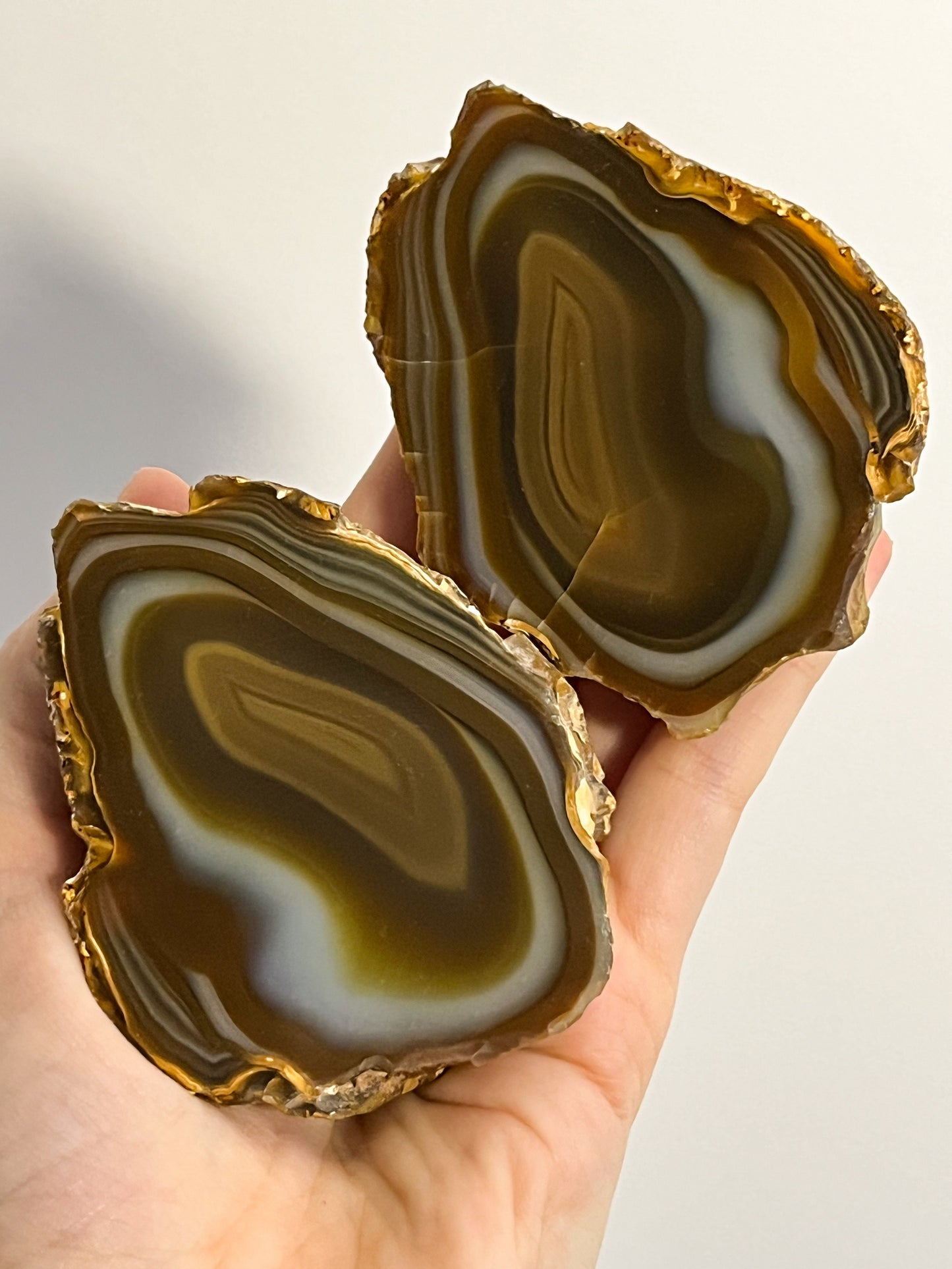 Sumatran “Yolk” River Agate Pair #1