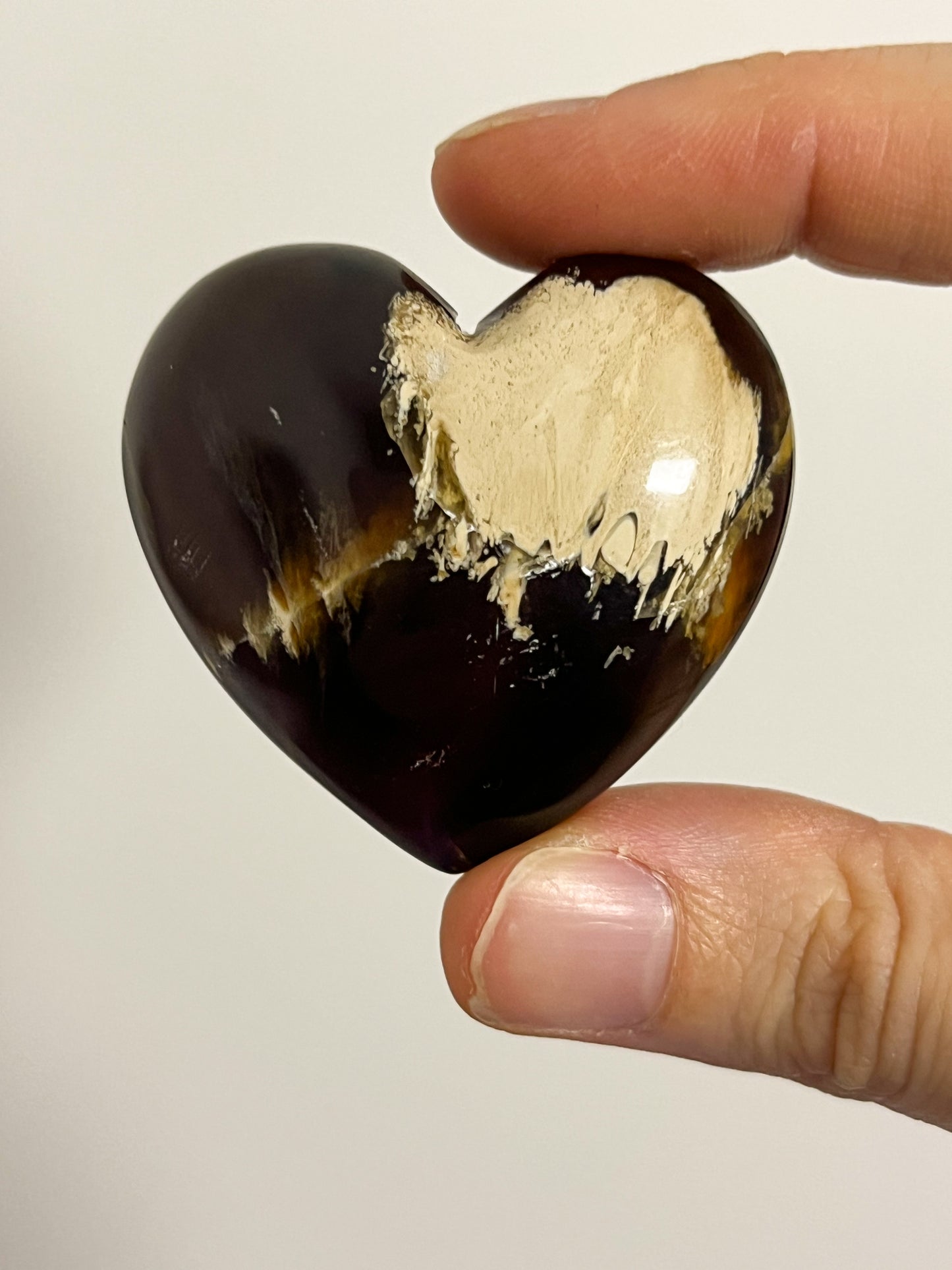 Indonesian Sumatran Amber Heart Palmstone #1